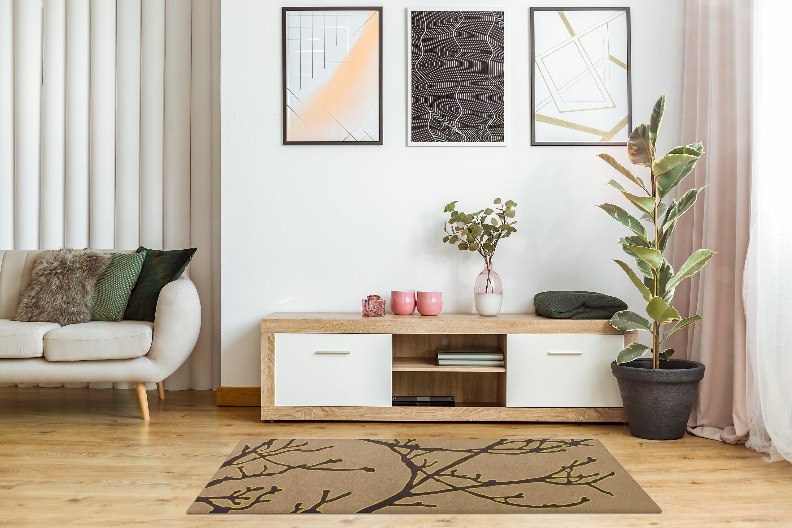 Arte Espina Kurzflorteppich Living Mat 57 sand B/L: ca. 64x168 cm