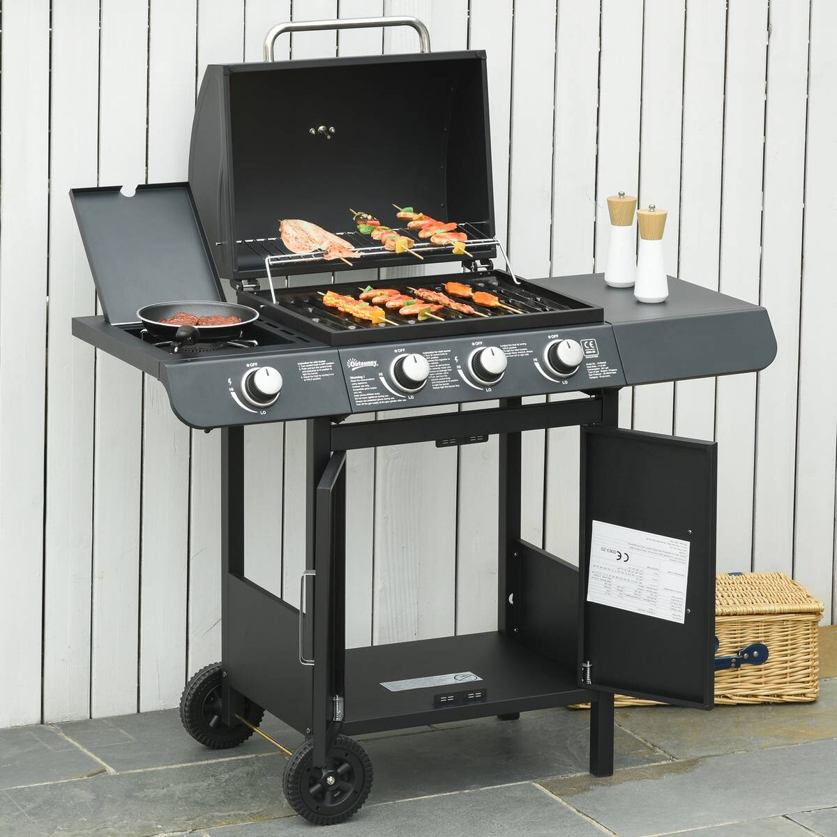 Outsunny Gasgrill Stahl B/H/L: ca. 50x100x110 cm