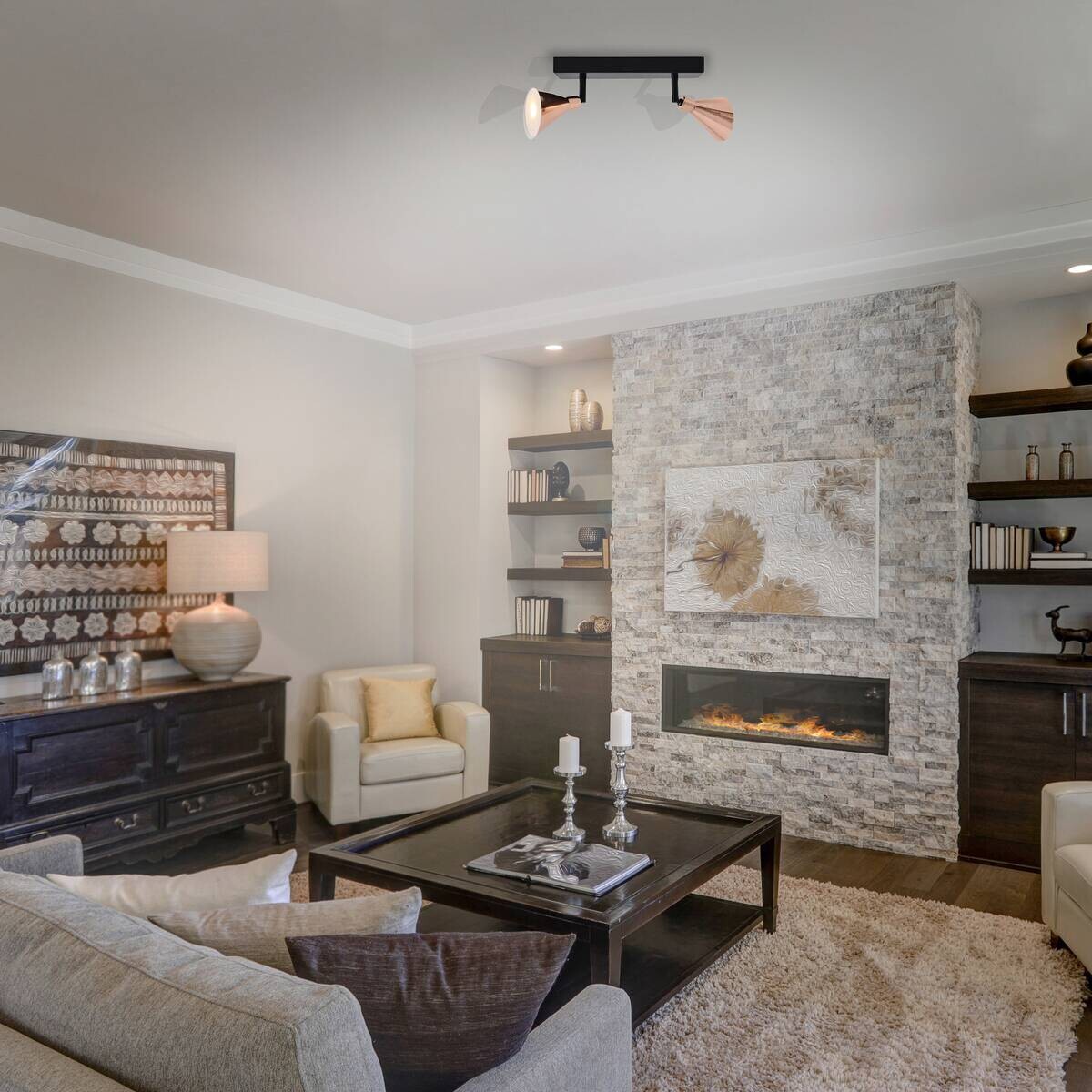 Näve Leuchten Spotleuchte 1208747 Kupfer Metall B/H/T: ca. 5,5x3x27 cm 2 Brennstellen