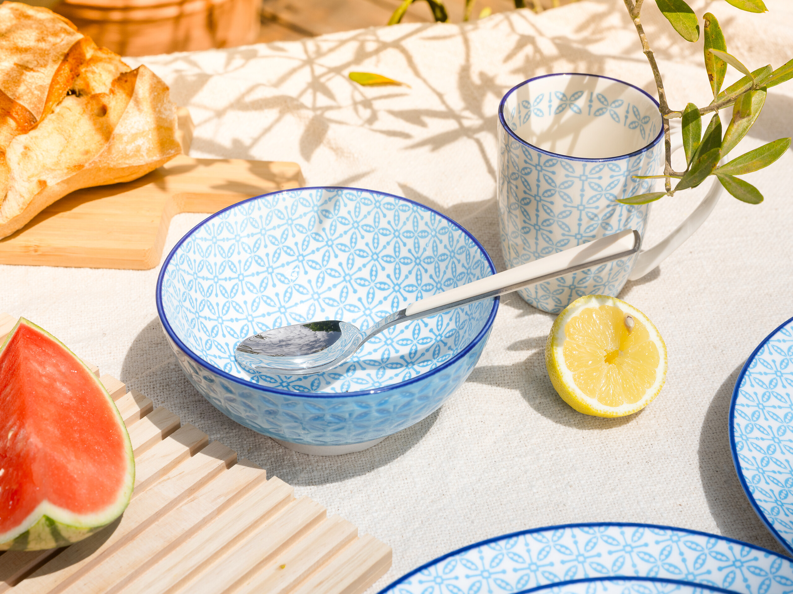 CreaTable Kombiservice Mediterran Blau blau Steinzeug 16 tlg.