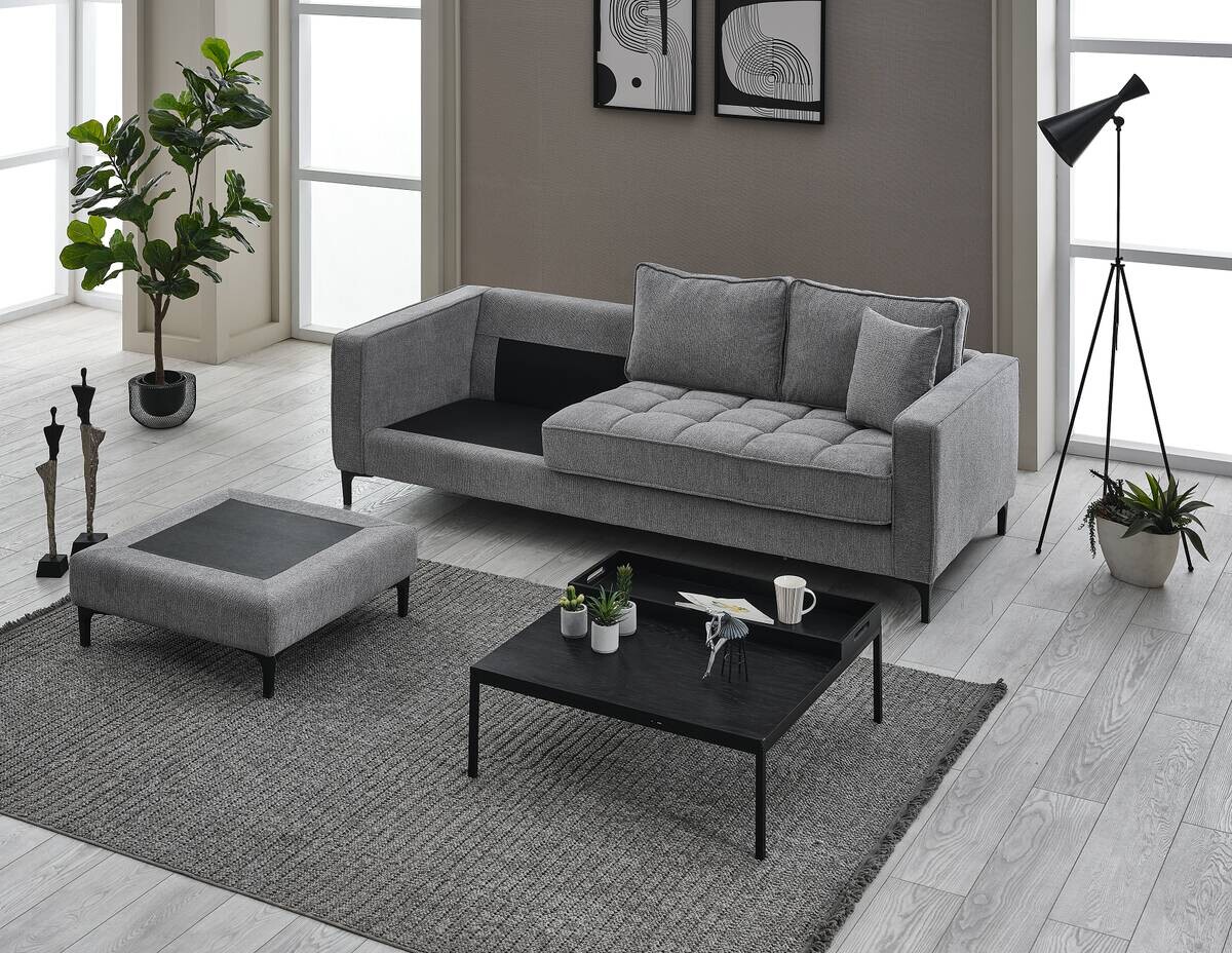 Ecksofa hellgrau Microfaser B/H/T: ca. 238x67x185 cm