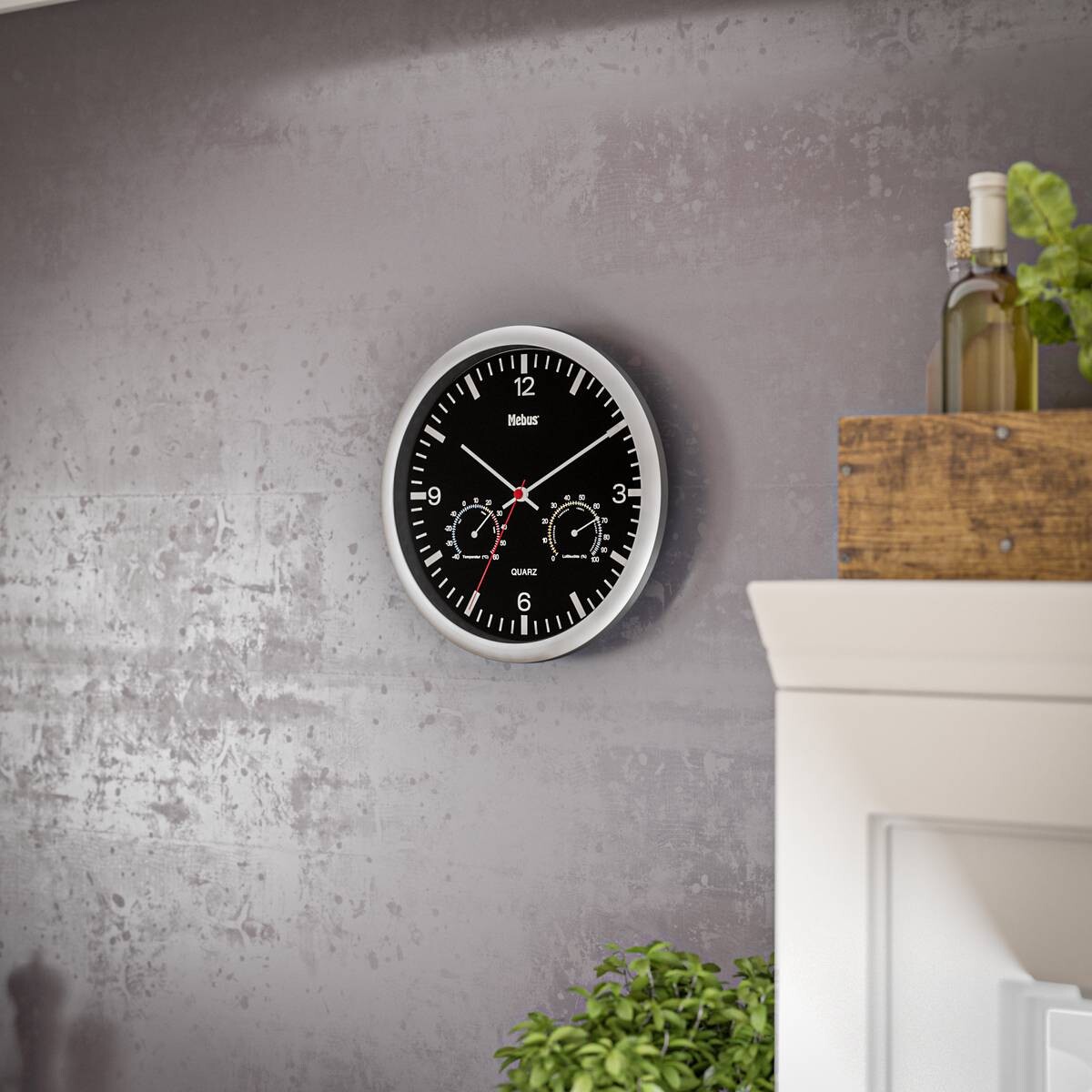Mebus Wanduhr schwarz D: ca. 25 cm