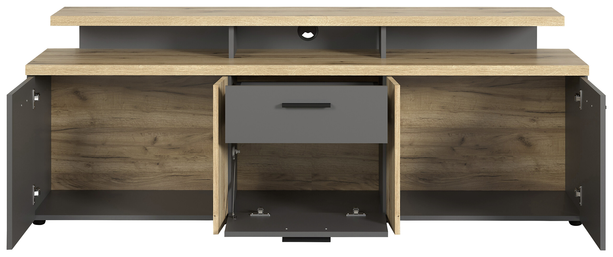 TV-Lowboard Esteban Eiche Evoke Oak Nachbildung anthrazit B/H/T: ca. 180x66x47 cm