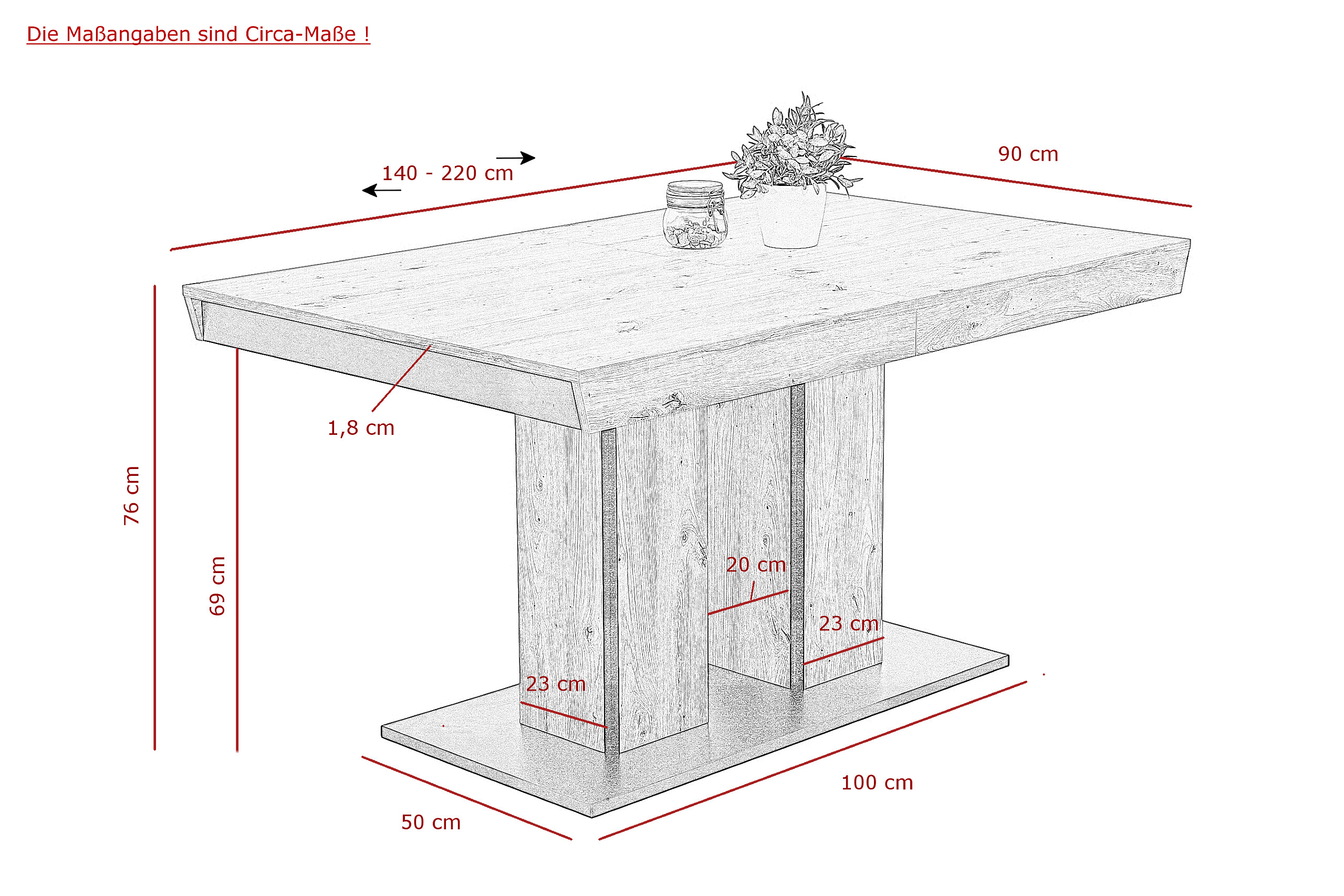 Essgruppe Agnes I Eiche anthrazit Holzwerkstoff B/H/T: ca. 220x76x90 cm