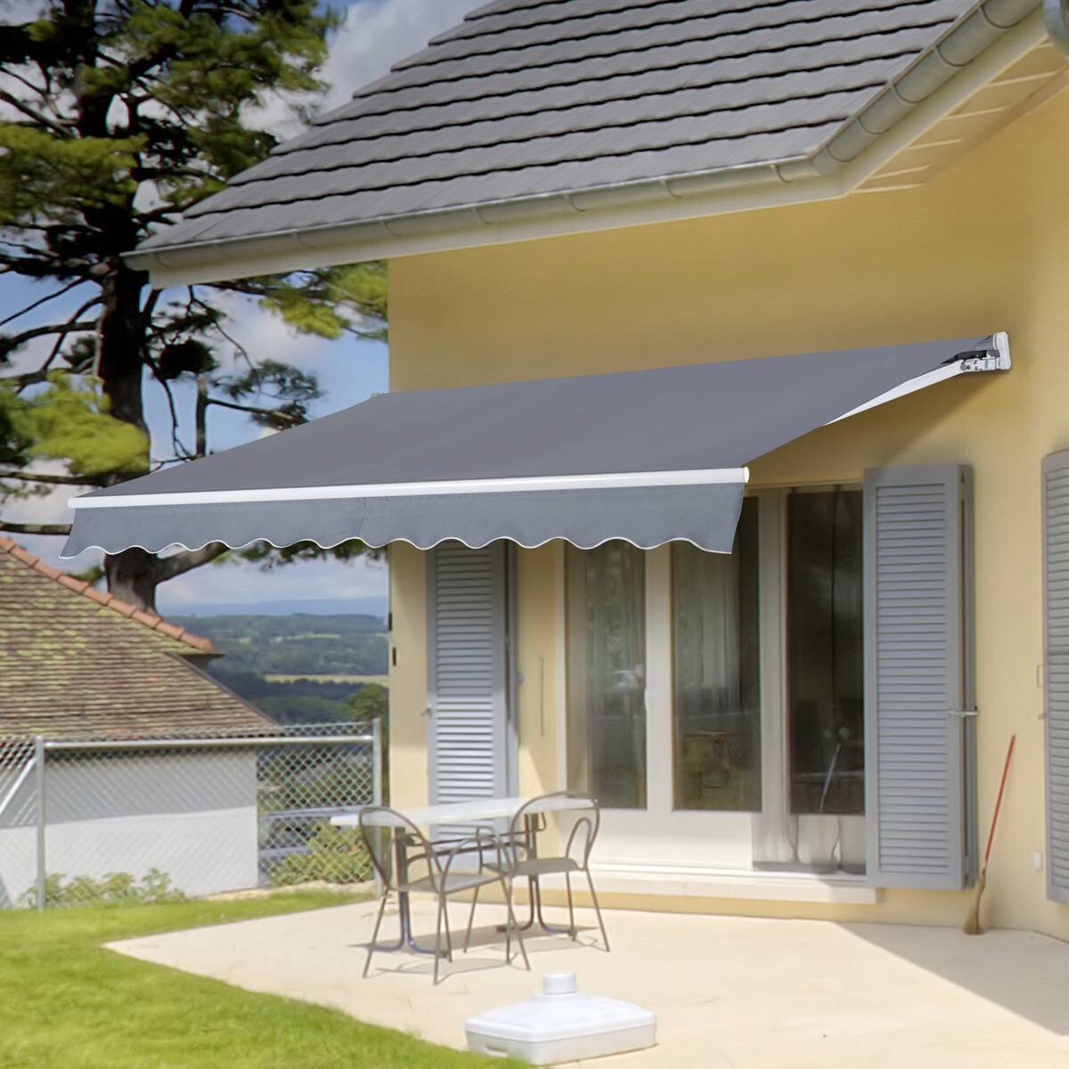 Outsunny Gelenkarmmarkise grau B/L: ca. 400x300 cm