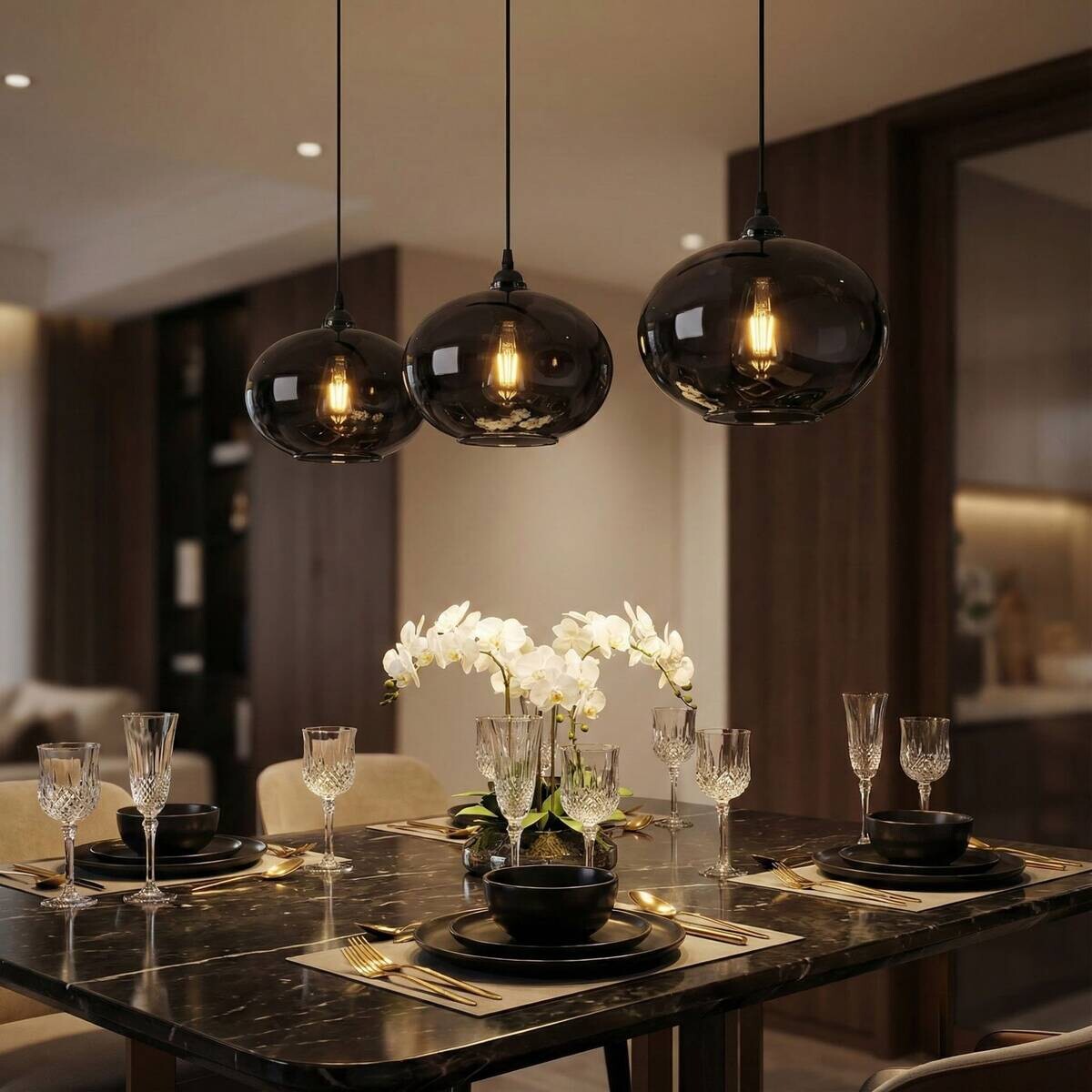 Pendelleuchte grau Rauch Metall Glas B/H/T/L: ca. 97x120x97x97 cm E27 1 Brennstellen