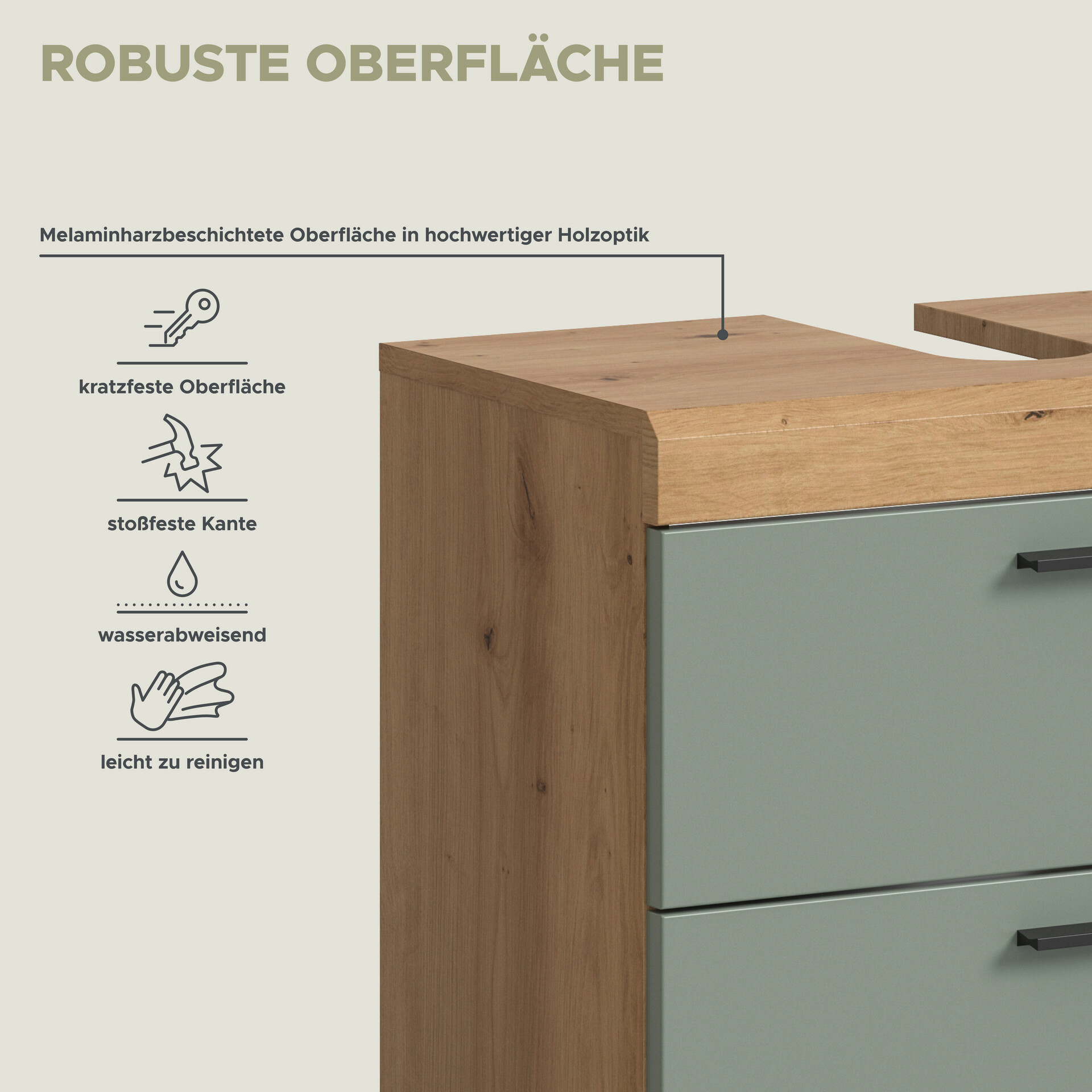 Badezimmer-Set Scout Eiche Artisan Nachbildung salbei Nachbildung B/H/T: ca. 60x191x37 cm