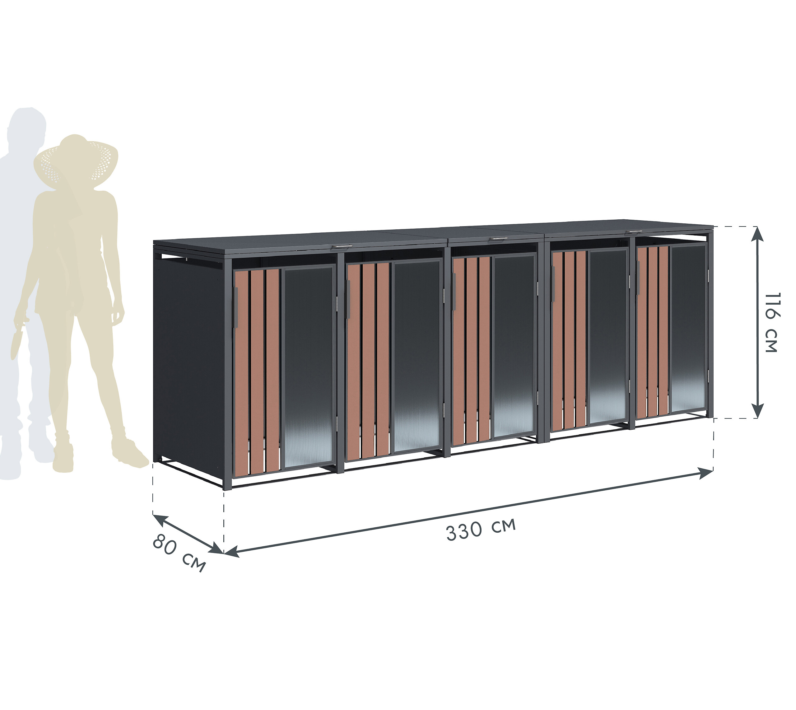 Westmann Mülltonnenbox Status anthrazit B/H/L: ca. 330x116x80 cm