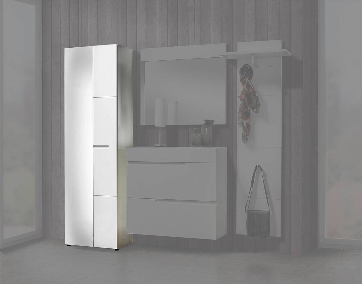 Garderobenschrank Mailand weiß weiß Hochglanz B/H/T: ca. 60x202x35 cm