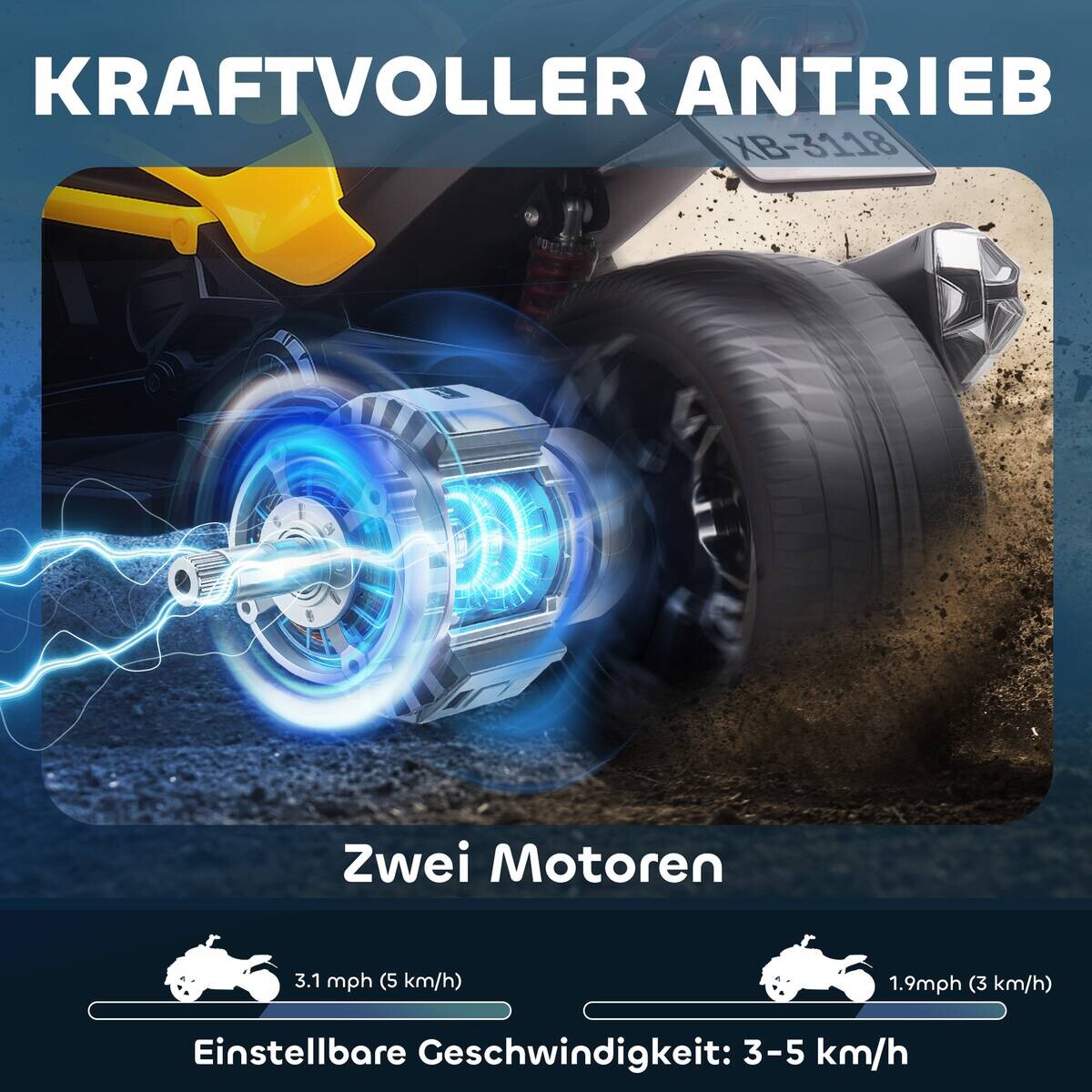 AIYAPLAY Kinder Elektroauto gelb B/H/L: ca. 74x63x113 cm