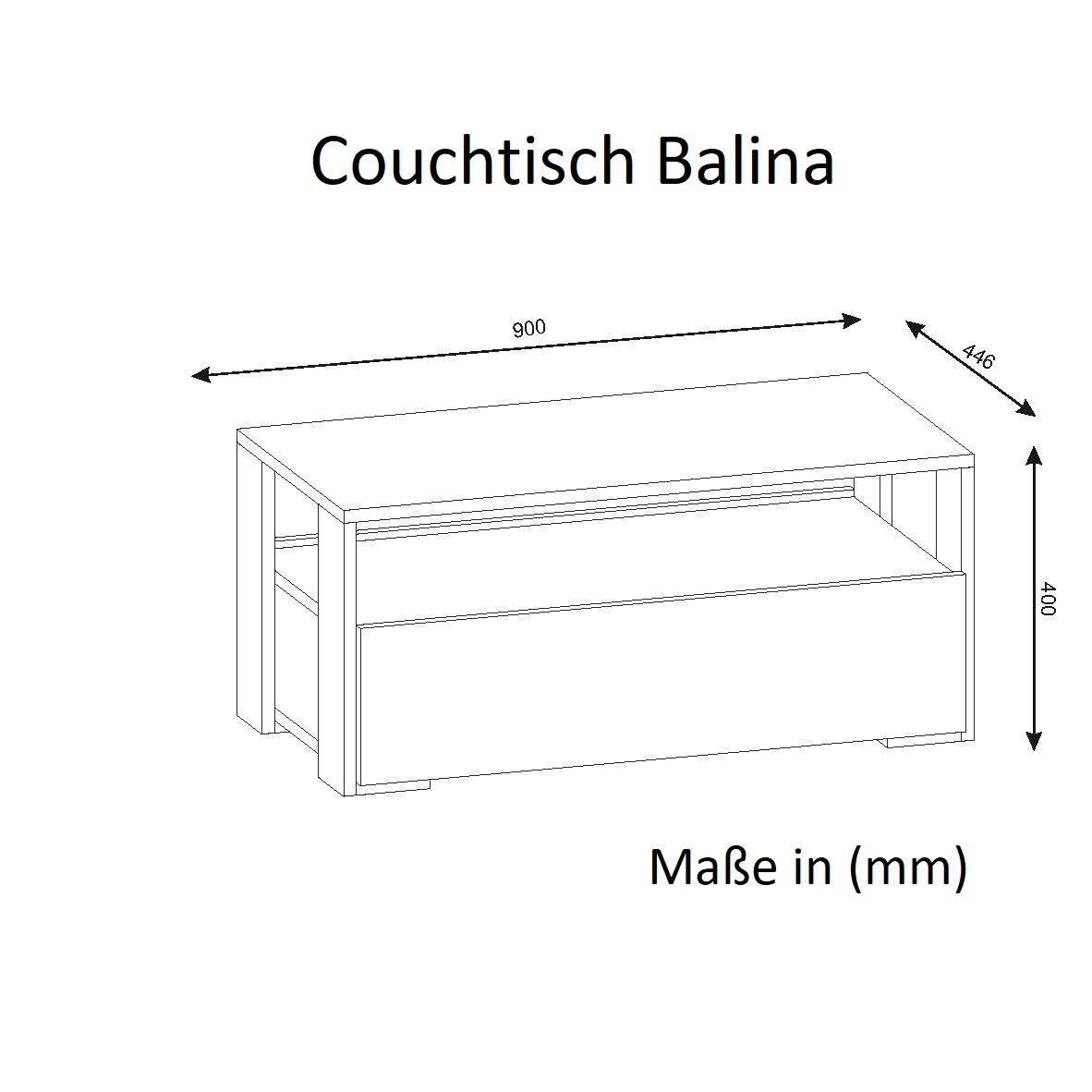 Couchtisch Balina weiß walnuss Nachbildung B/H/T: ca. 90x40x45 cm