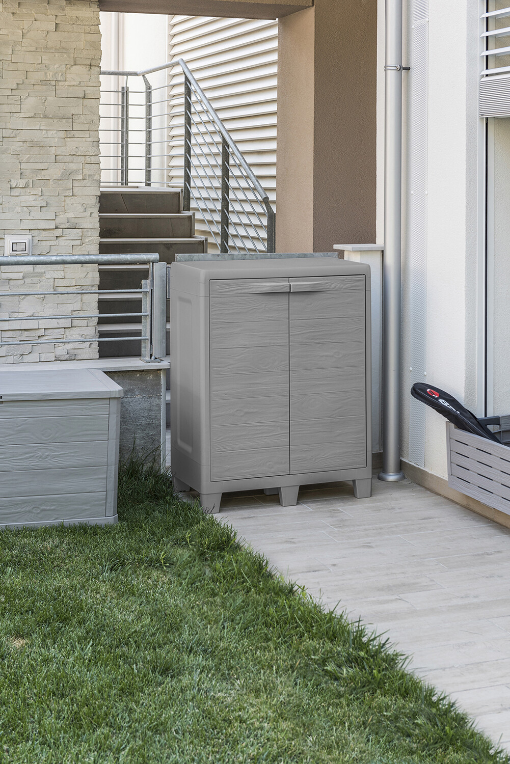 Toomax Kunststoffschrank Woodys grau Kunststoff B/H/L: ca. 46x101x78 cm