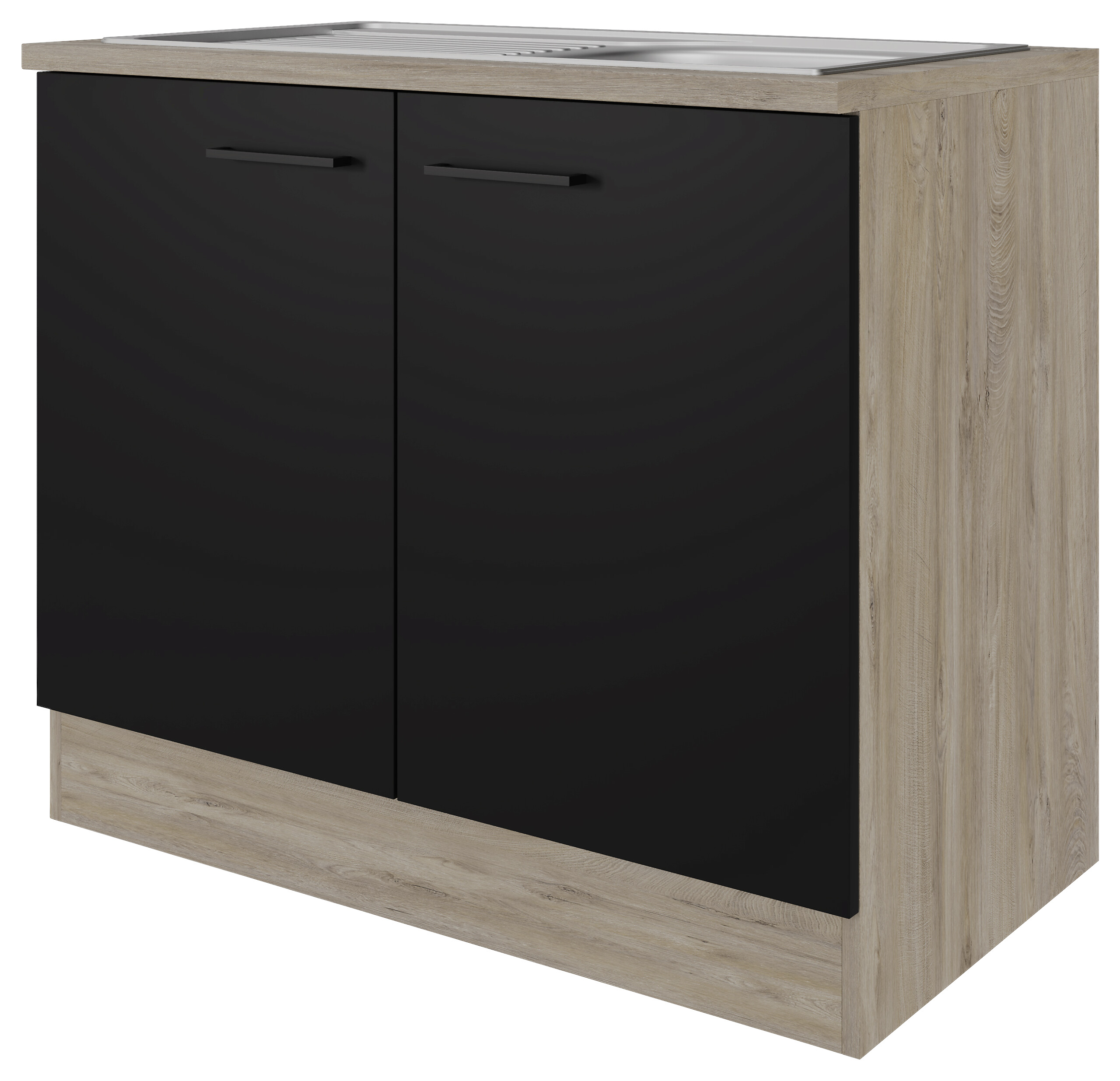 Spülenschrank Capri schwarz matt B/H/T: ca. 100x85x60 cm