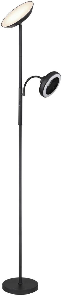 GLOBO Deckenfluter mattschwarz Chrom Metall Kunststoff B/H/T: ca. 25x178x33,7 cm