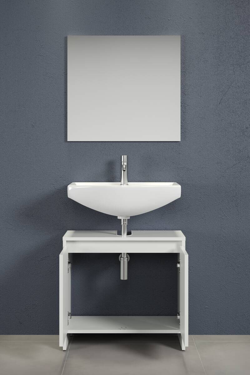 Badezimmer-Set Basix weiß matt grau B/H/T: ca. 60x164x28 cm