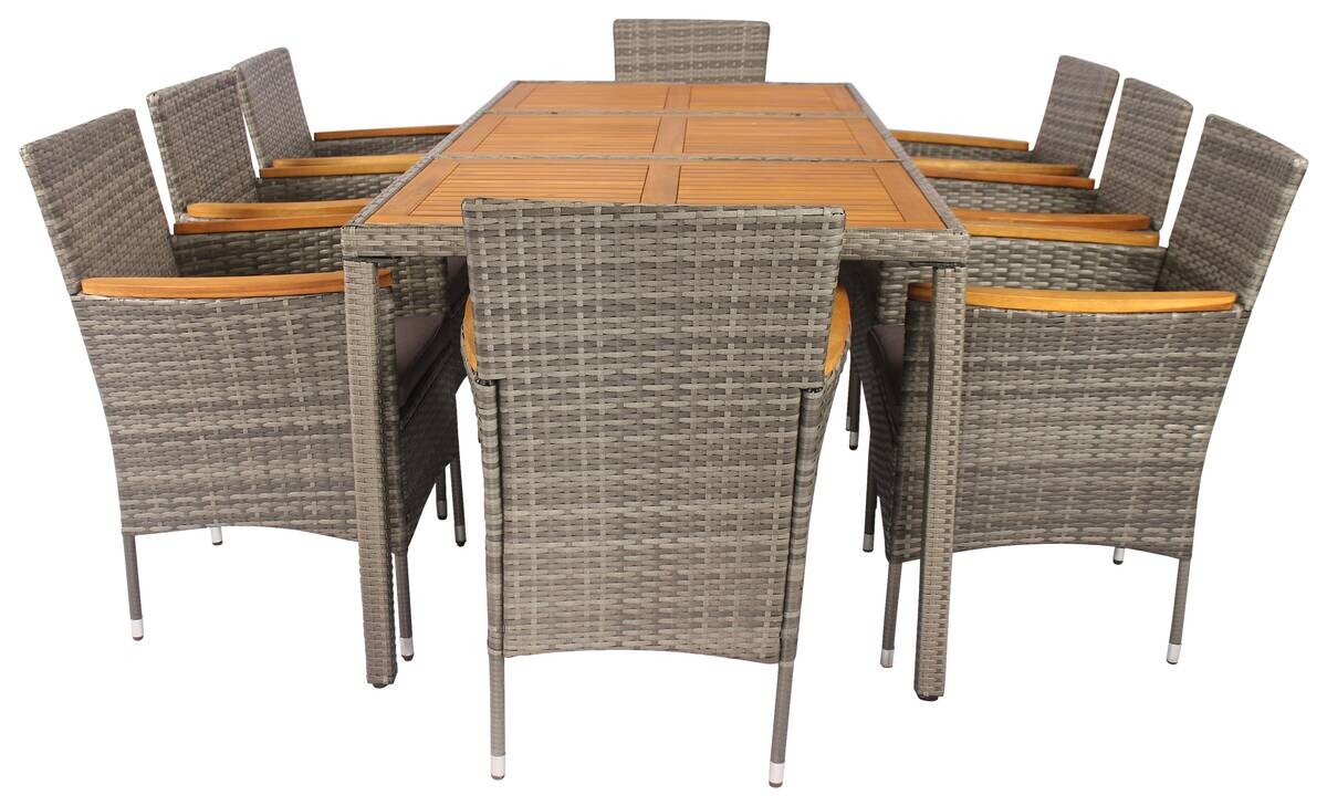 POCOline Tischgruppe Korfu grau Polyrattan