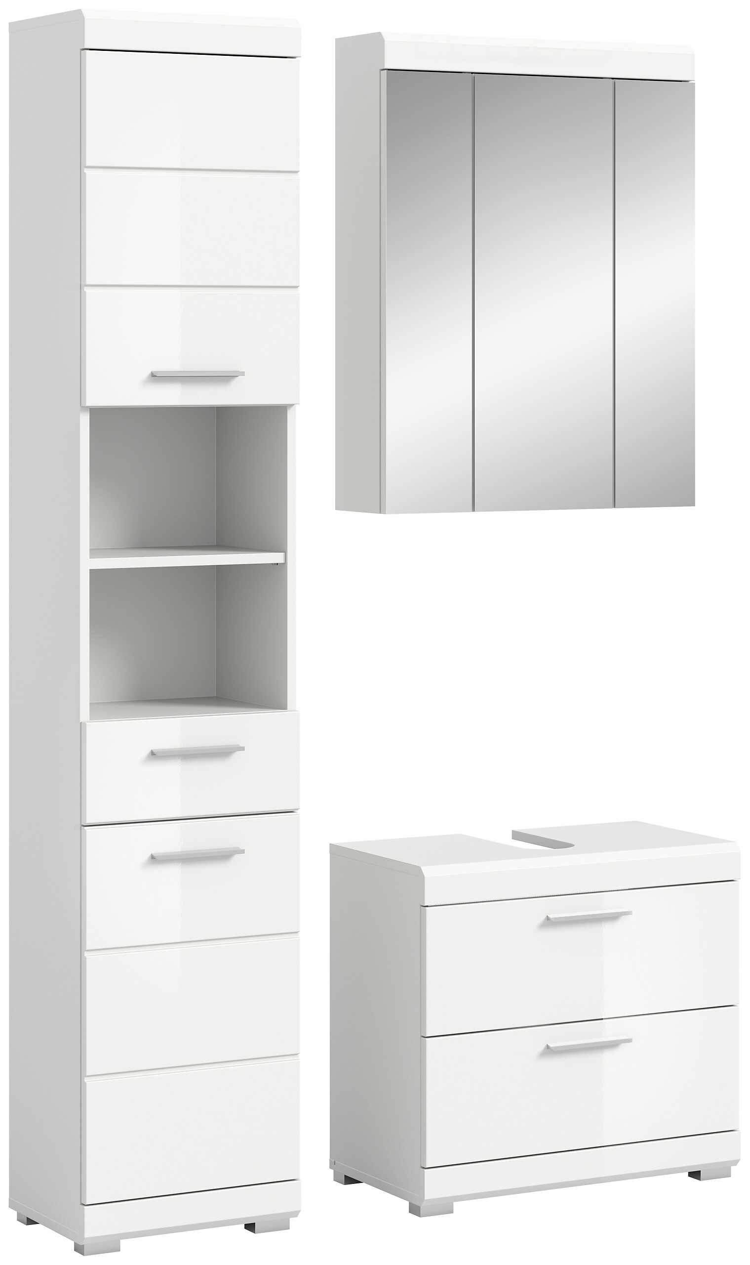 Badezimmer-Set Scout weiß weiß Hochglanz B/H/T: ca. 112x191x37 cm