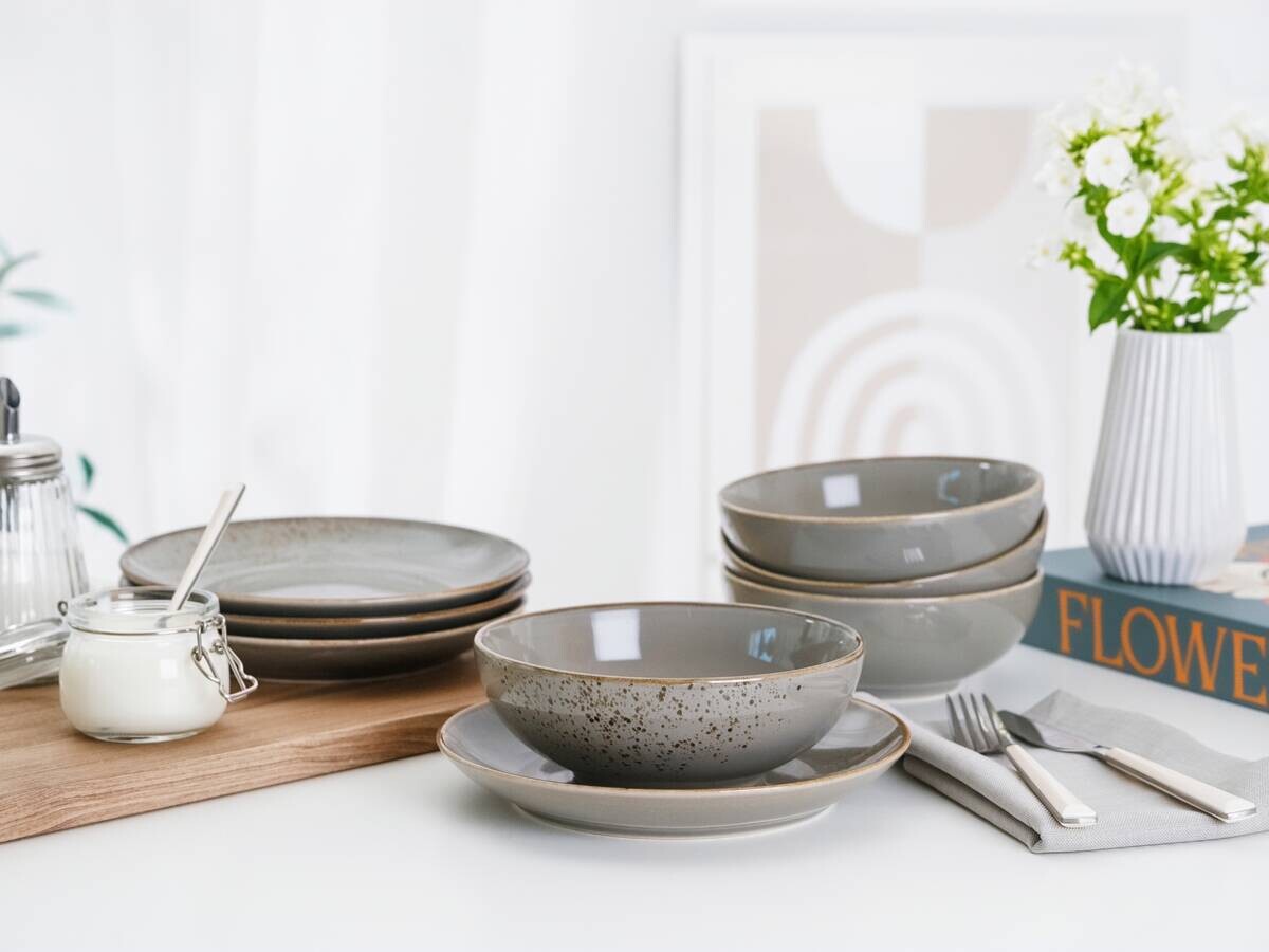 Kaffeeservice grau Steinzeug 12 tlg.