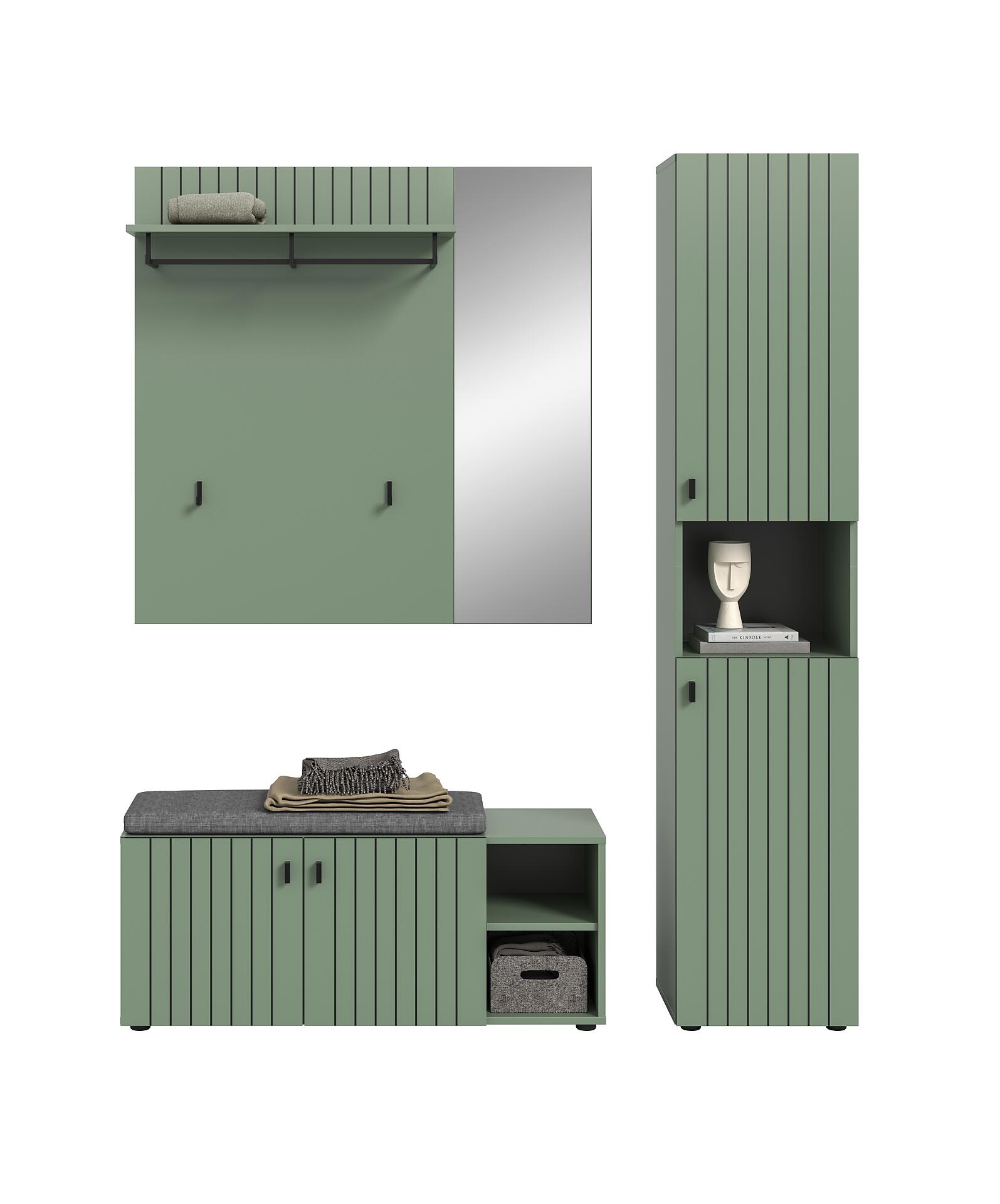 Garderobenset STATION grün B/H/T: ca. 161x192x37 cm