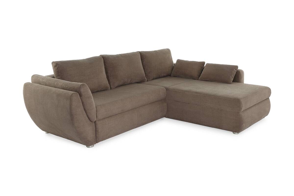 Ecksofa mit Bettfunktion und Bettkasten taupe Microfaser B/H/T: ca. 272x88x200 cm