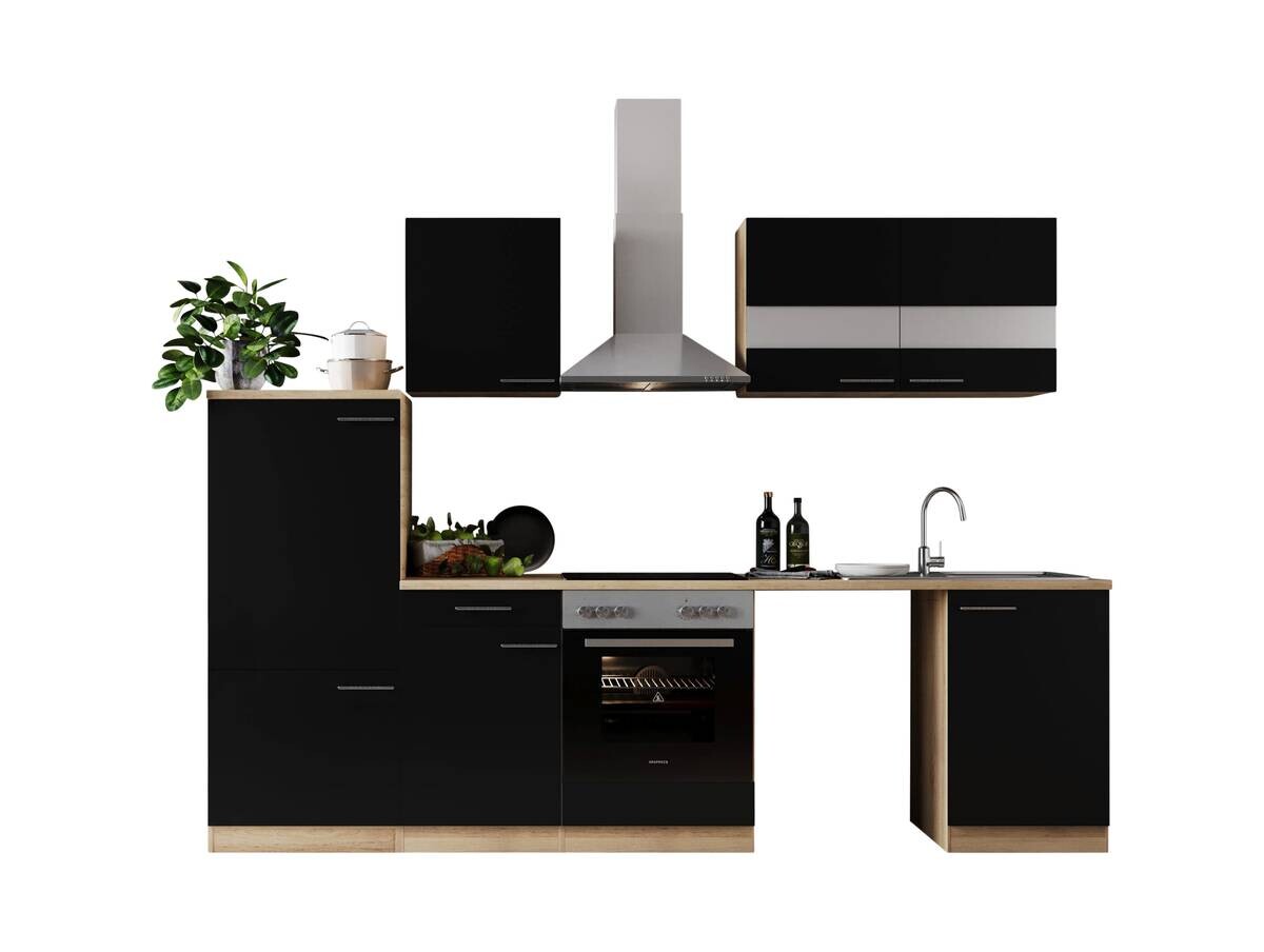 Respekta Küchenblock Merle schwarz B/H/T: ca. 280x200x60 cm