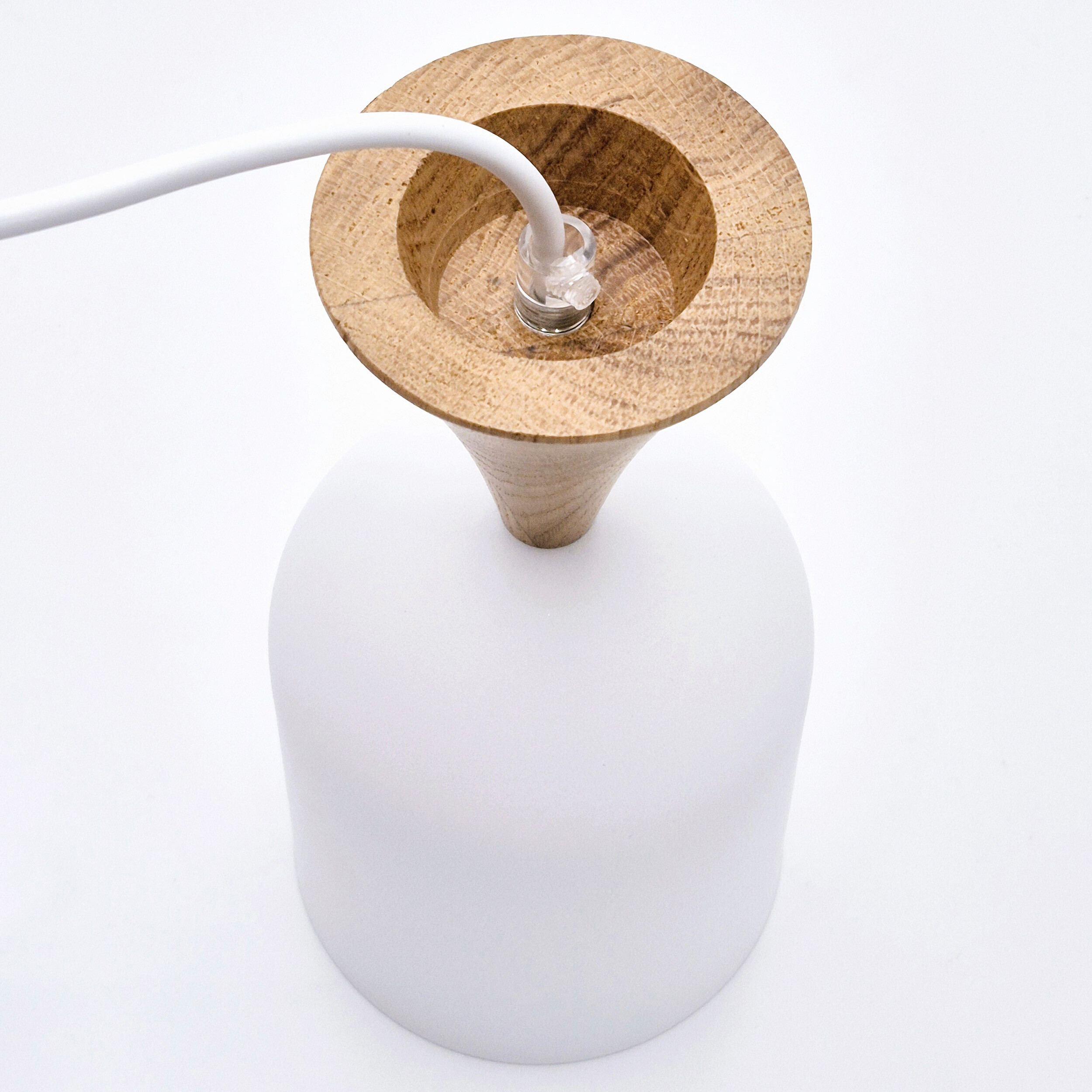 Lamkur Hängeleuchte Eiche weiß Stahl Holz B/H/L: ca. 11x102x11 cm E27 1 Brennstellen