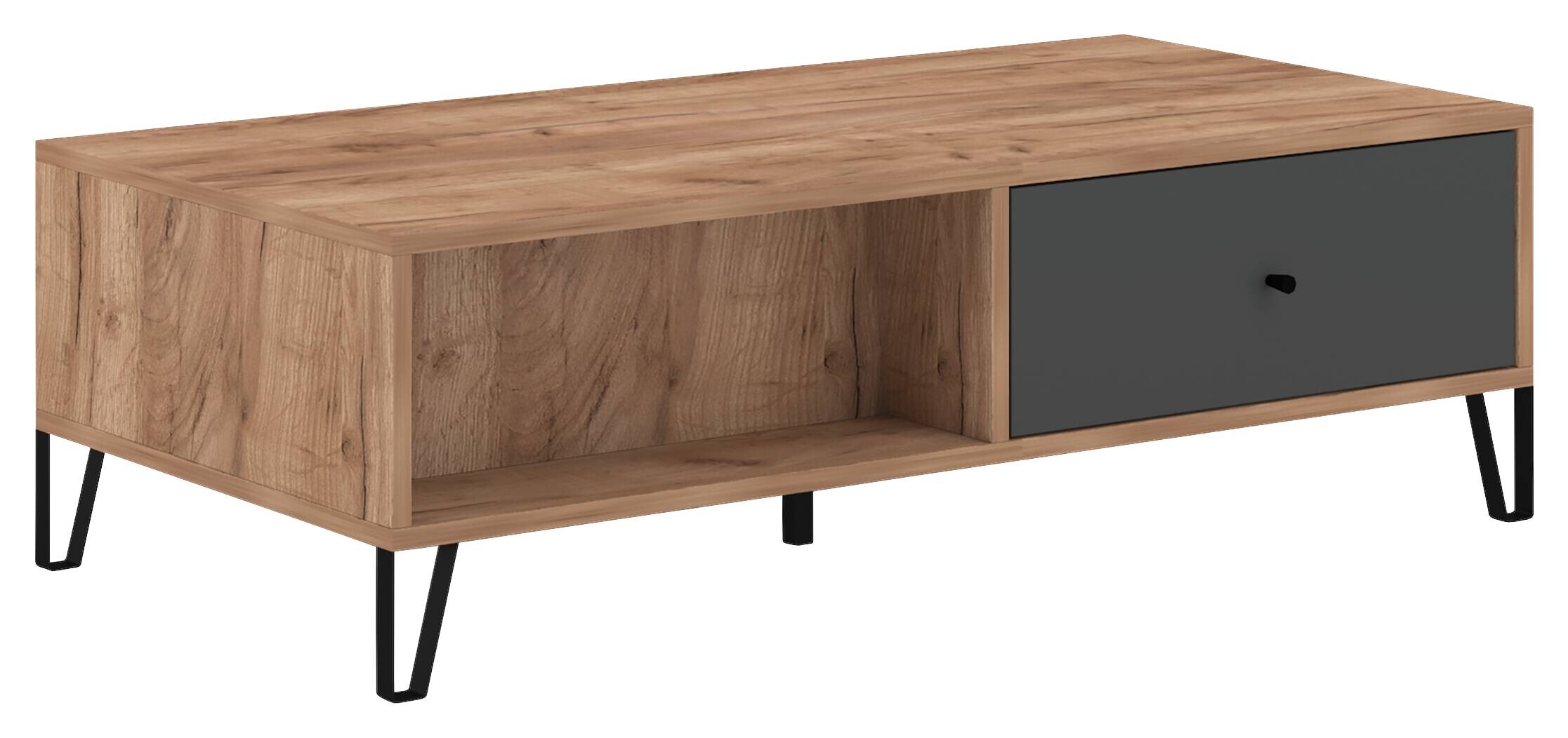 WIPMEB Couchtisch BILBAO Eiche Tabak anthrazit B/H/T: ca. 120x37x60 cm