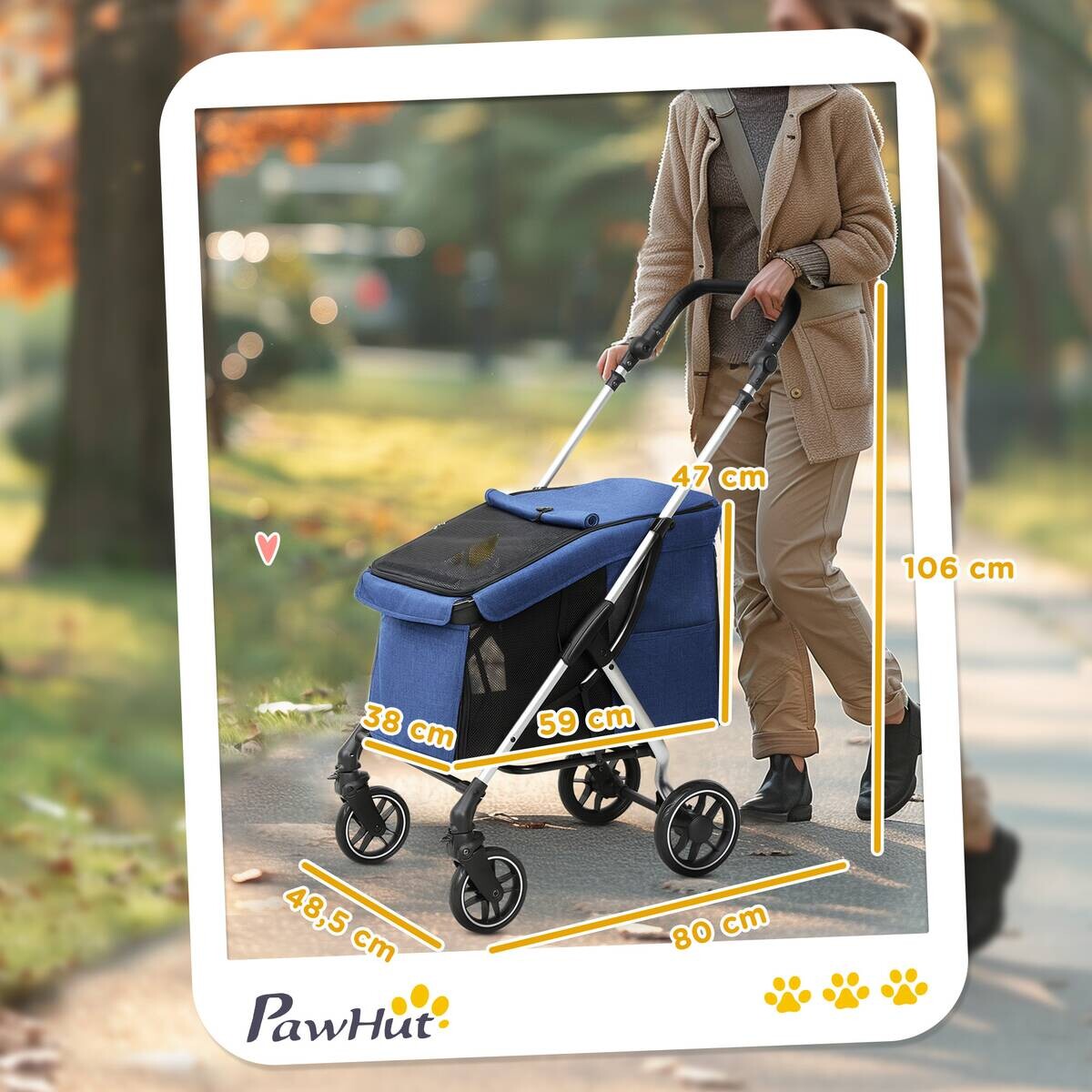 PawHut Hundewagen blau Aluminium B/H/L: ca. 48,5x106x80 cm