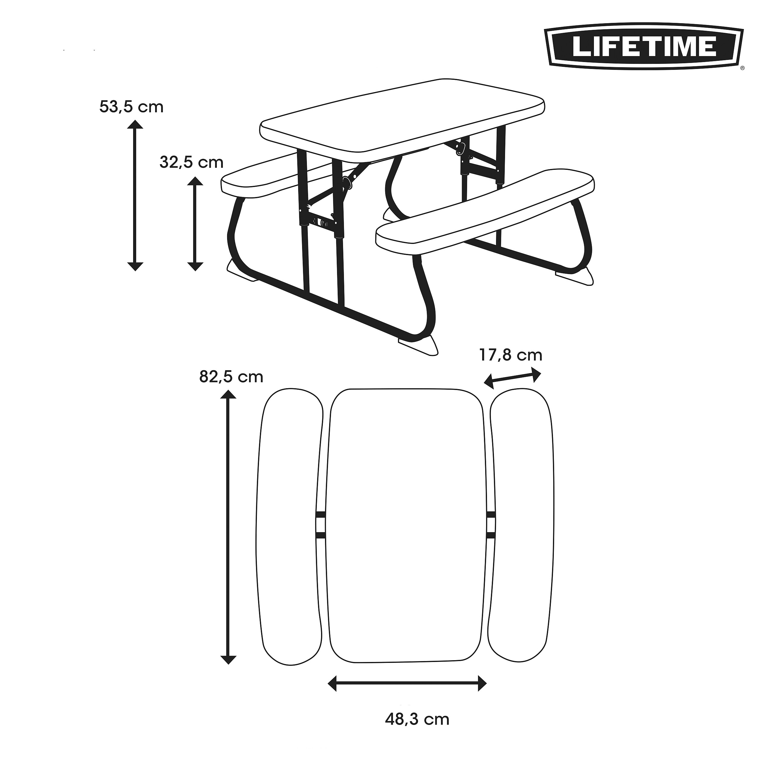 Lifetime Picknickgarnitur Kids grün Kunststoff B/H/L: ca. 90x53x83 cm