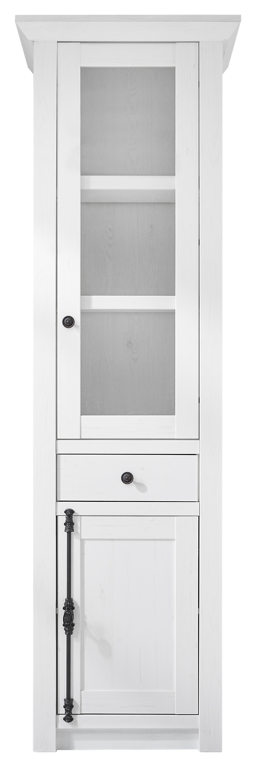 Vitrinenschrank Westerland weiß Pinie Nachbildung B/H/T: ca. 63x207x45 cm