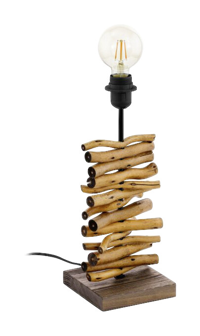 Eglo Tischlampe Seahouse braun schwarz Metall Holz B/H/L: ca. 15x40x15 cm E27 1 Brennstellen