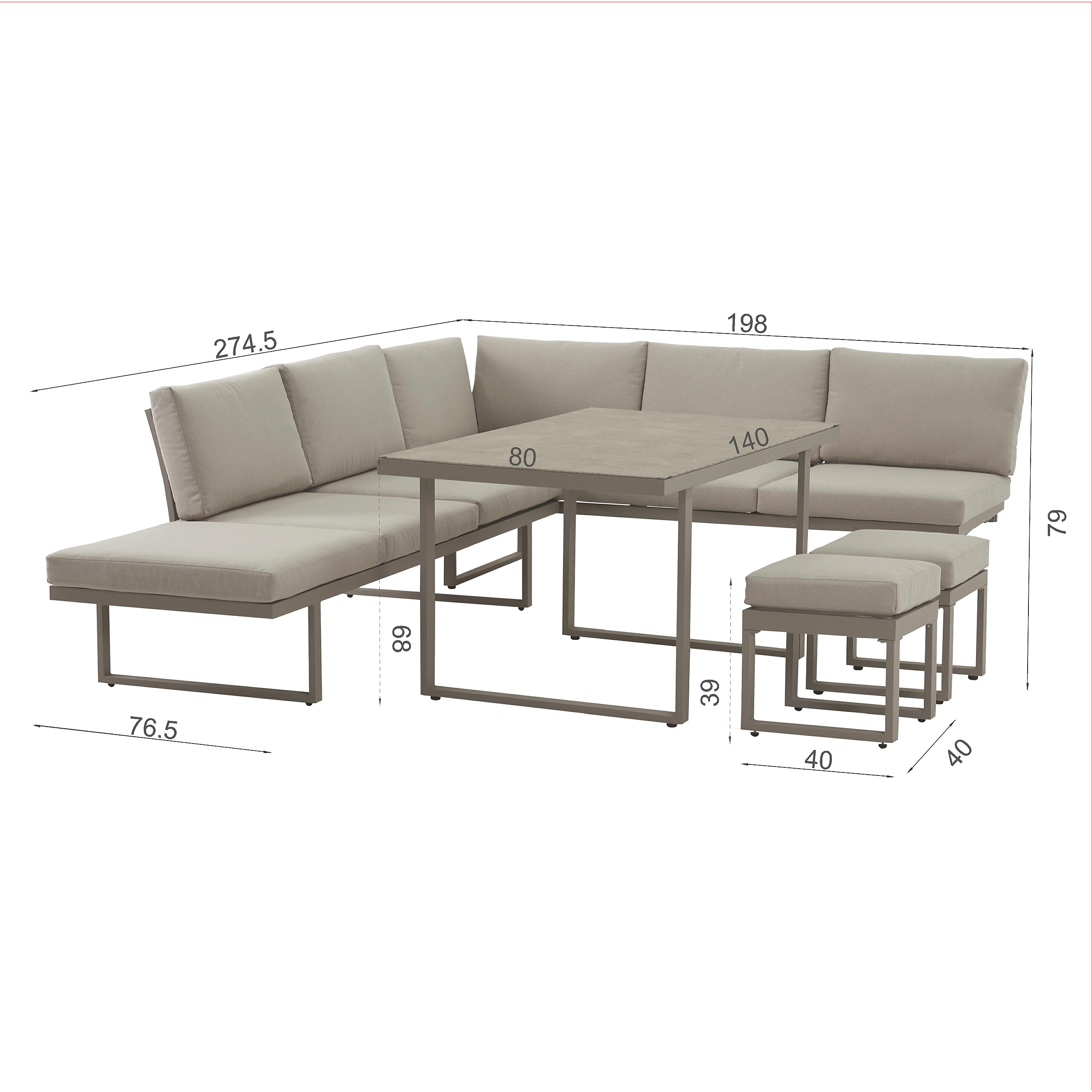 POCOline Gartensitzgruppe Tulum grau Glas