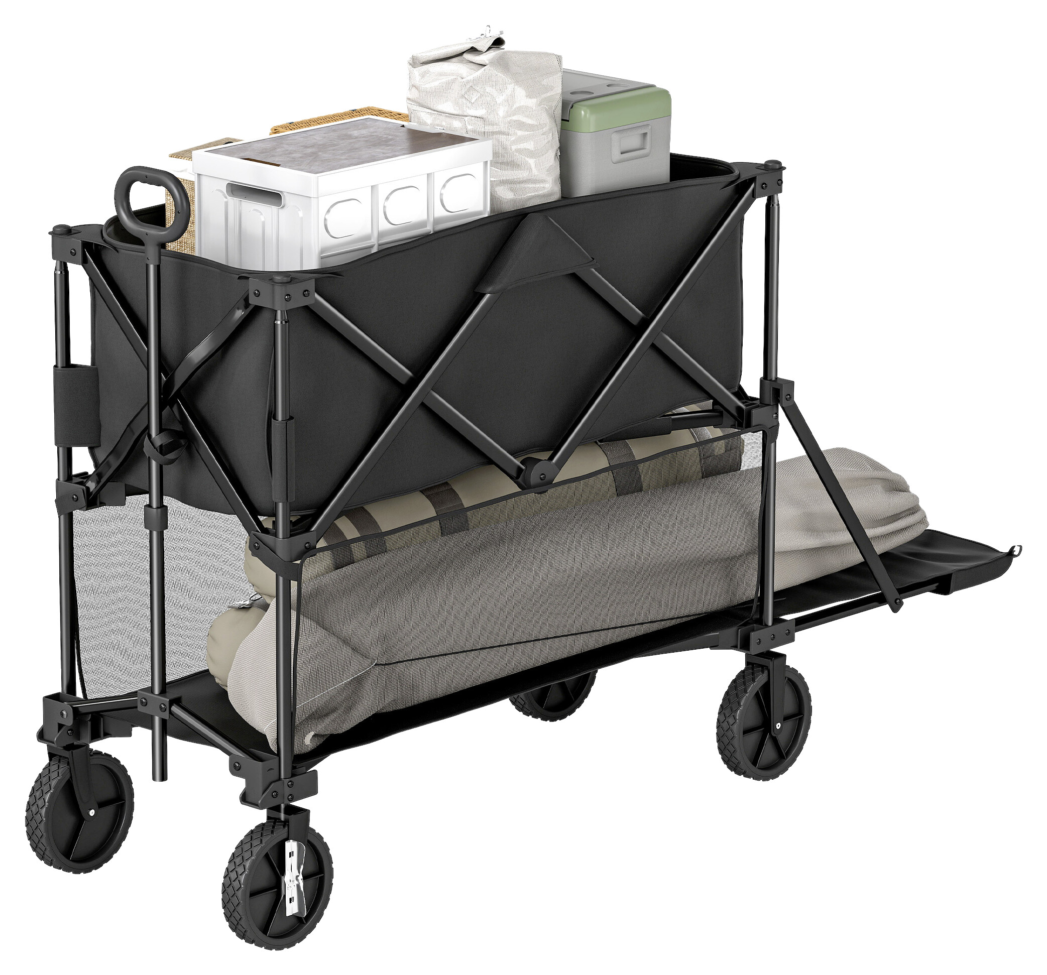 Outsunny Gartenwagen schwarz Polyester B/H/L: ca. 50x102x142 cm