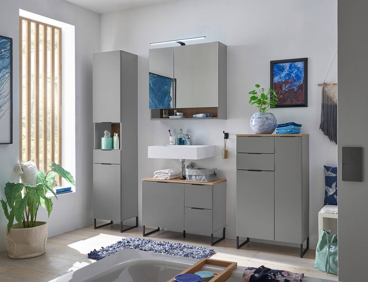 Waschbeckenunterschrank Denver grau matt Eiche Evoke Coast Nachbildung B/H/T: ca. 80x60x35 cm Waschbeckenunterschrank Denver grau matt Eiche Evoke Coast Nachbildung B/H/T: ca. 80x60x35 cm