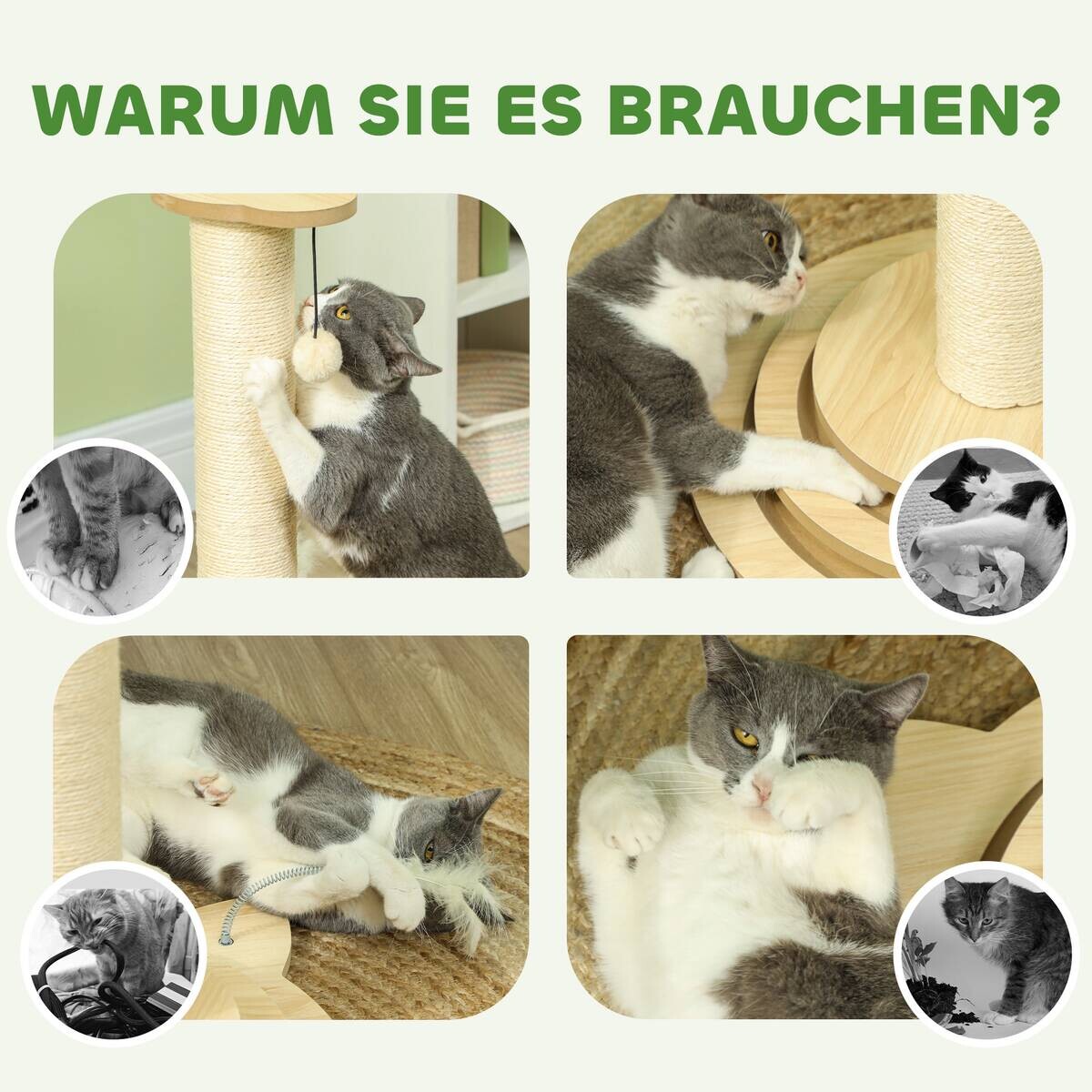 PawHut Kratzstamm Eiche Sisal B/H/L: ca. 45x69x45 cm