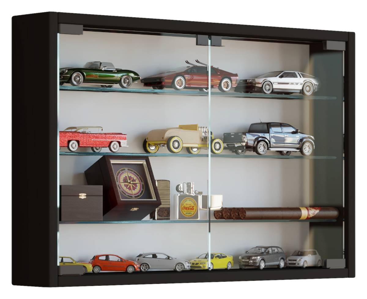 Vitrine Mandosa M schwarz Holzwerkstoff Glas B/H/T: ca. 60x40x10 cm