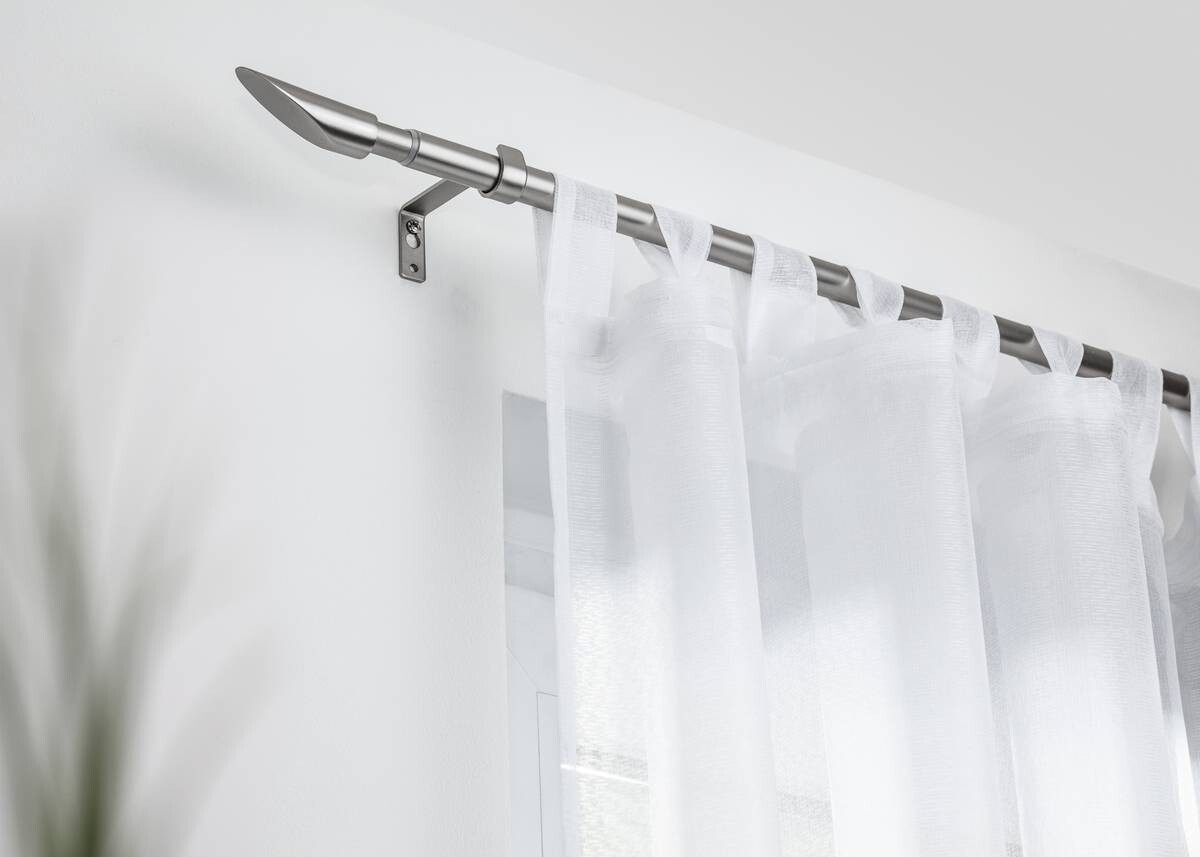 LICHTBLICK Gardinenstange Lipstick Chrom Metall D: ca. 2 cm ausziehbar von ca. 130 bis 240 cm 1.0 Läufe