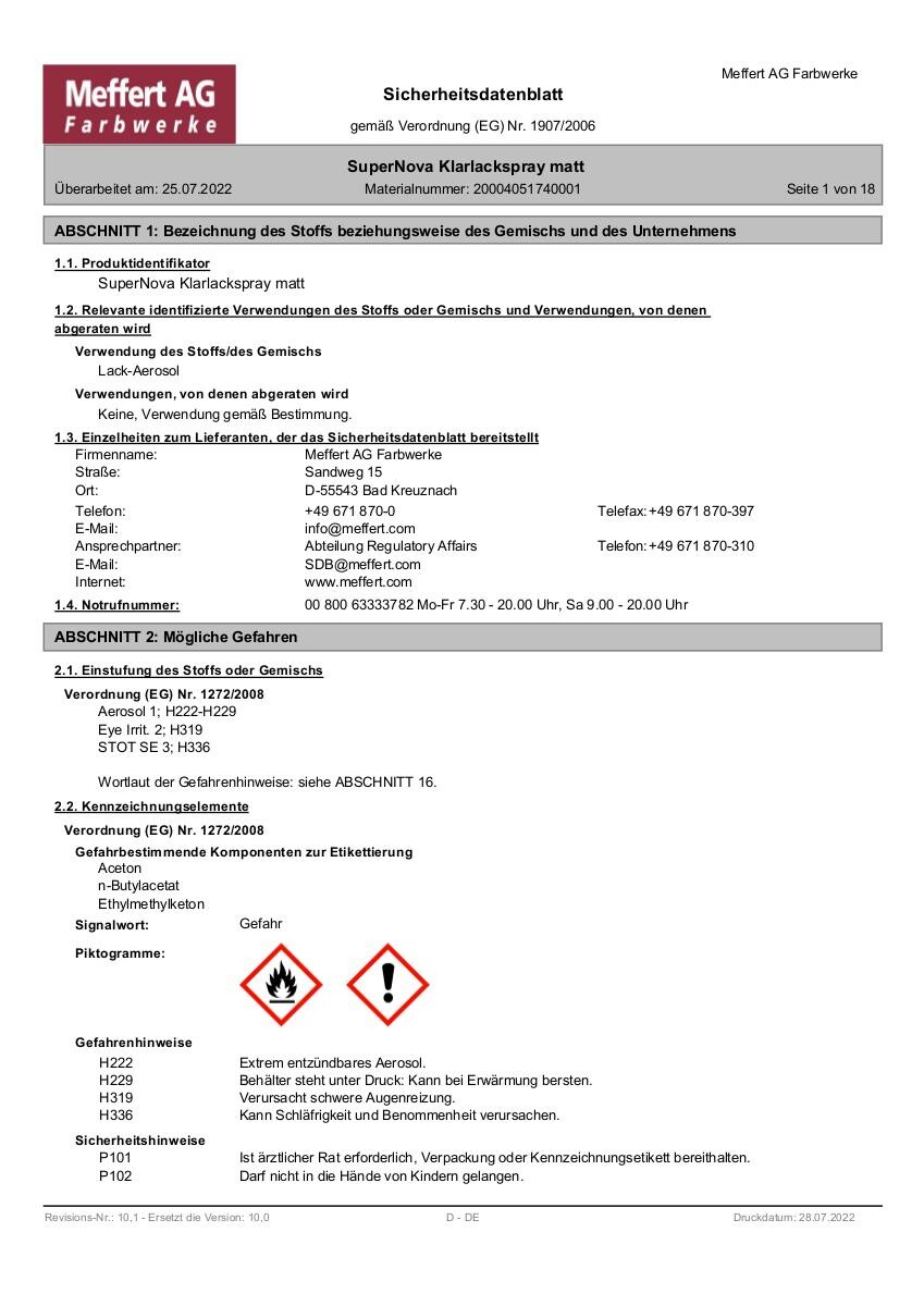 Super-Nova Klarlack Spray farblos matt ca. 0,4 l