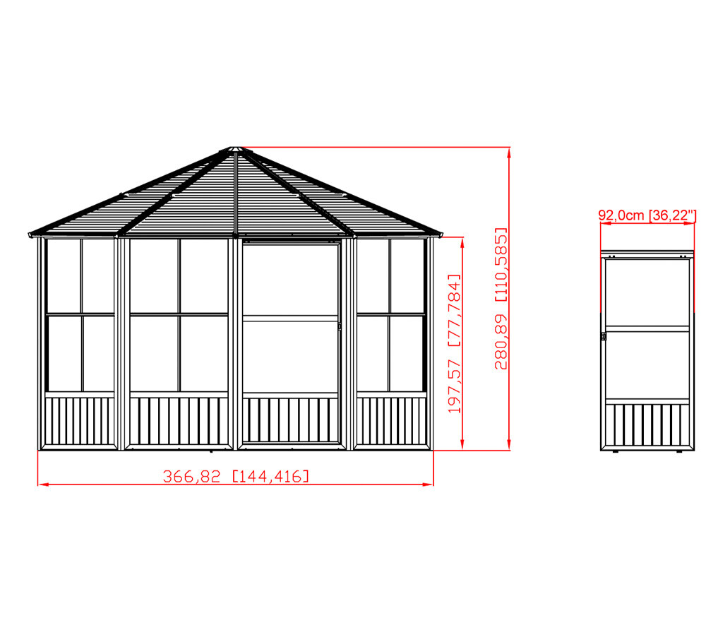 Sojag Kaltwintergarten Charleston anthrazit Aluminium B/H/T: ca. 384x281x384 cm