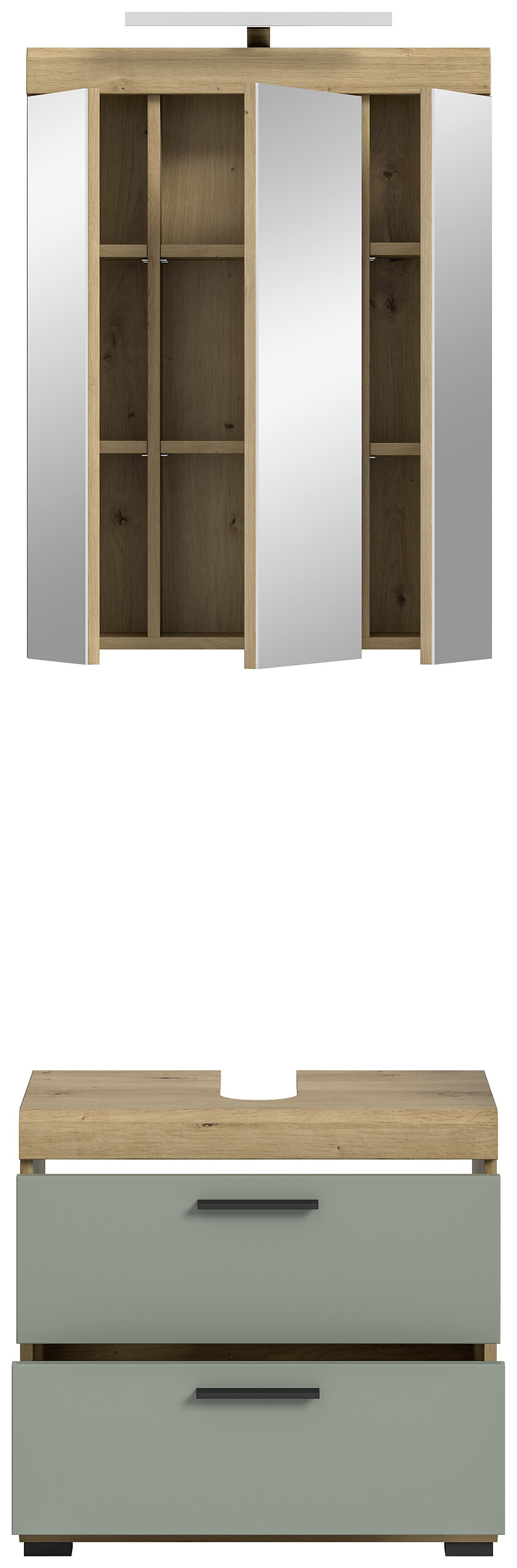 Badezimmer-Set Scout Eiche Artisan Nachbildung salbei Nachbildung B/H/T: ca. 60x191x37 cm