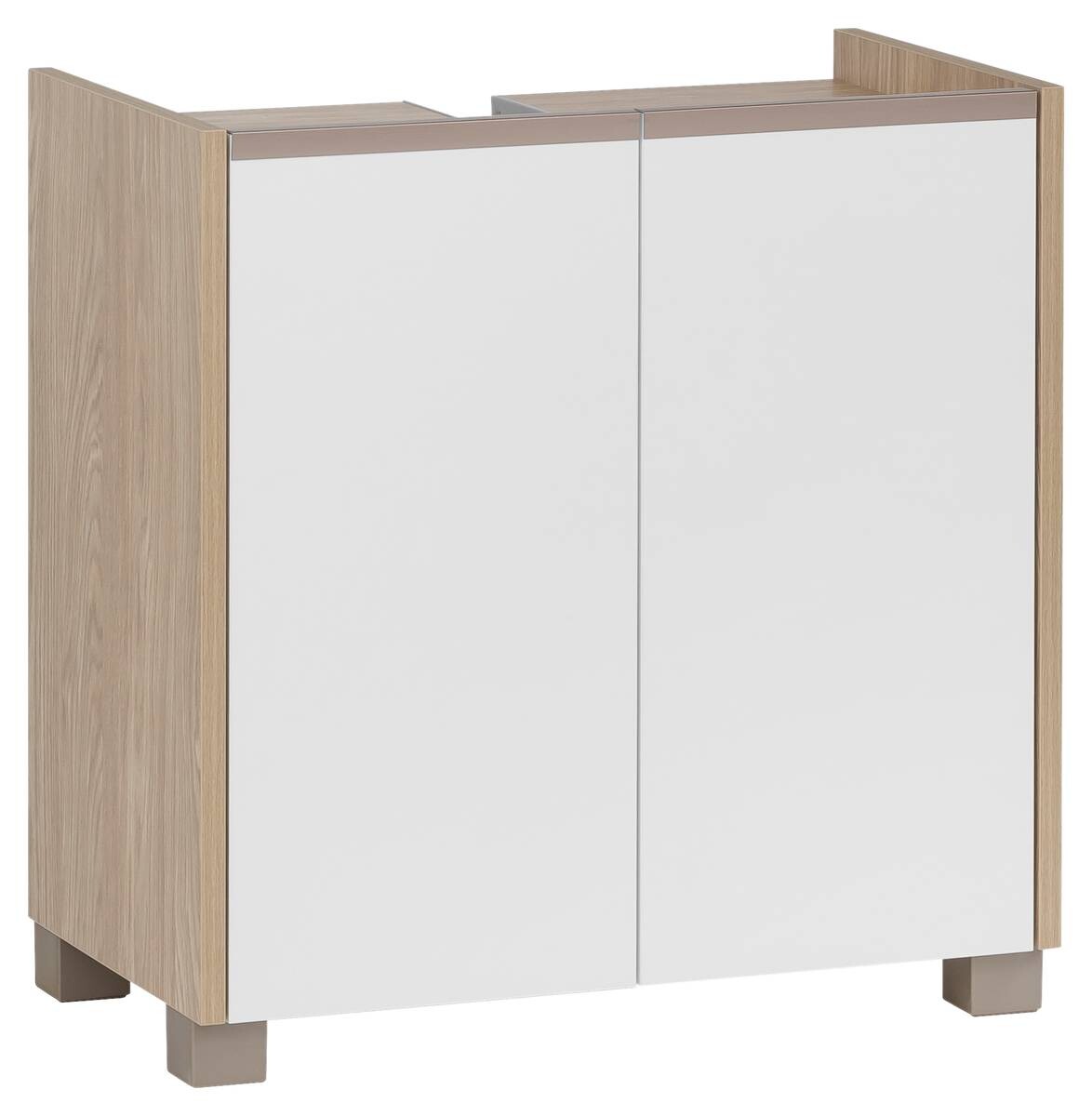 Waschbeckenunterschrank Juba Eiche hell Nachbildung weiß B/H/T: ca. 56,9x58,9x33 cm