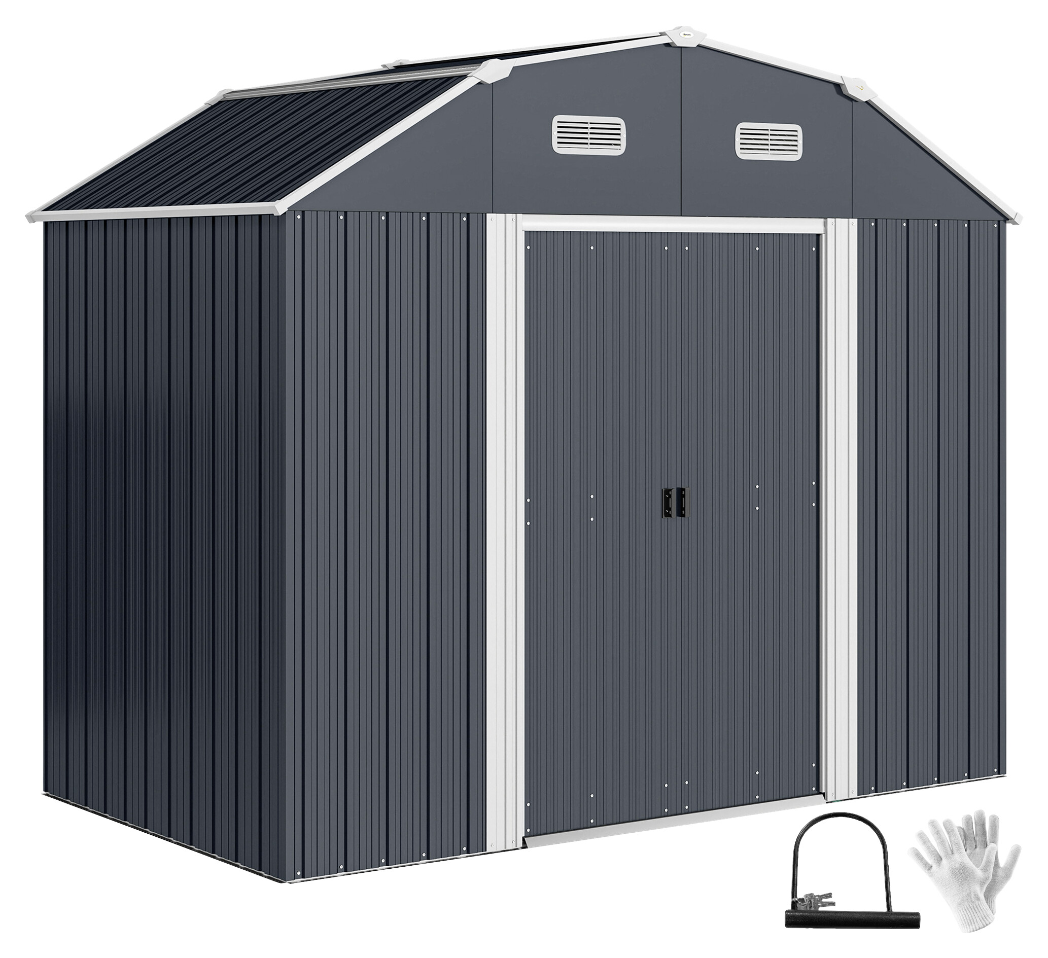 Outsunny Gerätehaus dunkelgrau B/H/L: ca. 132x198,5x238 cm