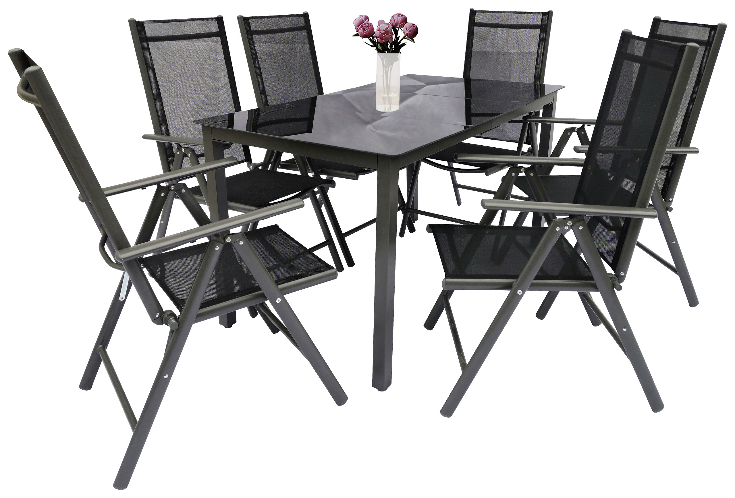 VCM Gartensitzgruppe anthrazit Stahl B/H/L: ca. 140x76x80 cm