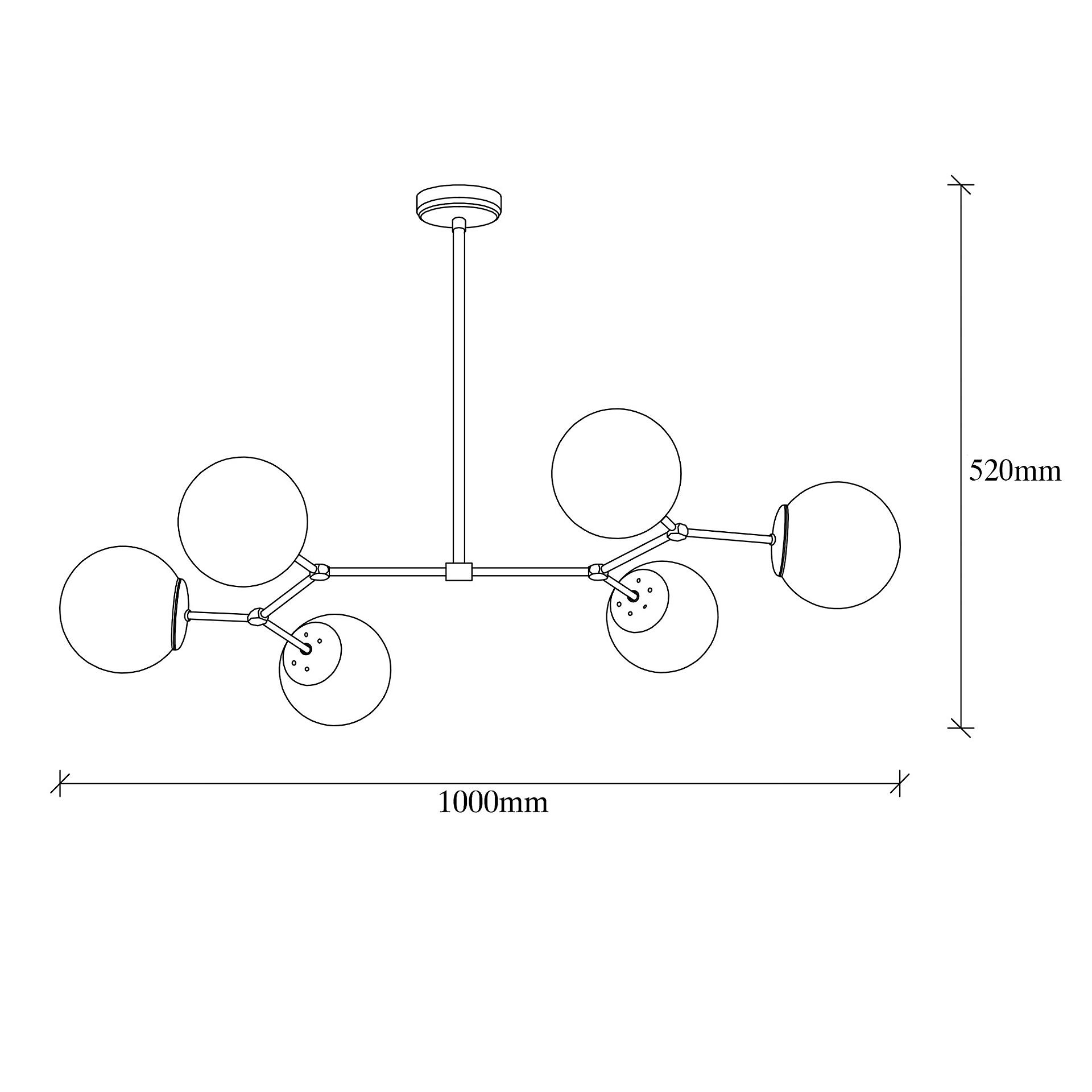Opviq Pendelleuchte Damar-6321 weiß schwarz Glas Eisen B/H/T/L: ca. 100x48x58x100 cm E27 6 Brennstellen