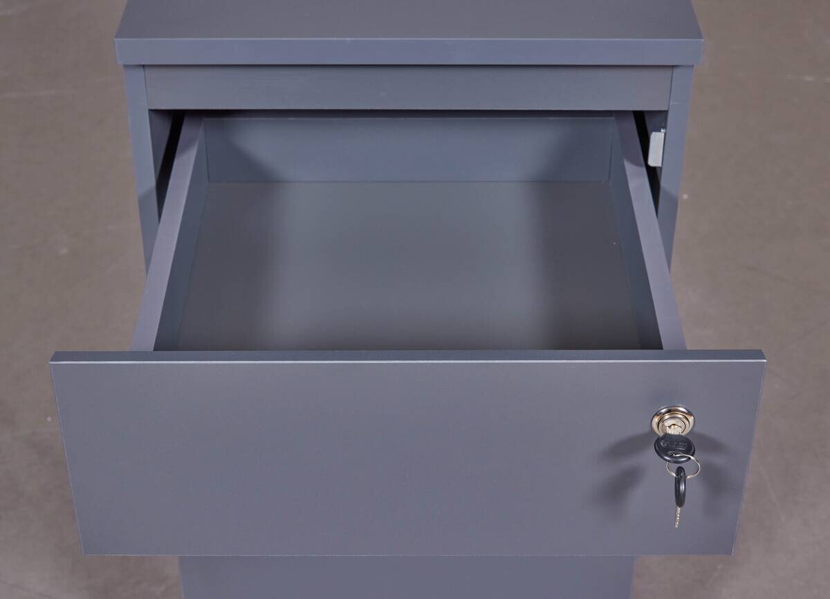 Rollcontainer FILE GUARD anthrazit beschichtet Nachbildung Holz B/H/L: ca. 51,3x76,9x44 cm