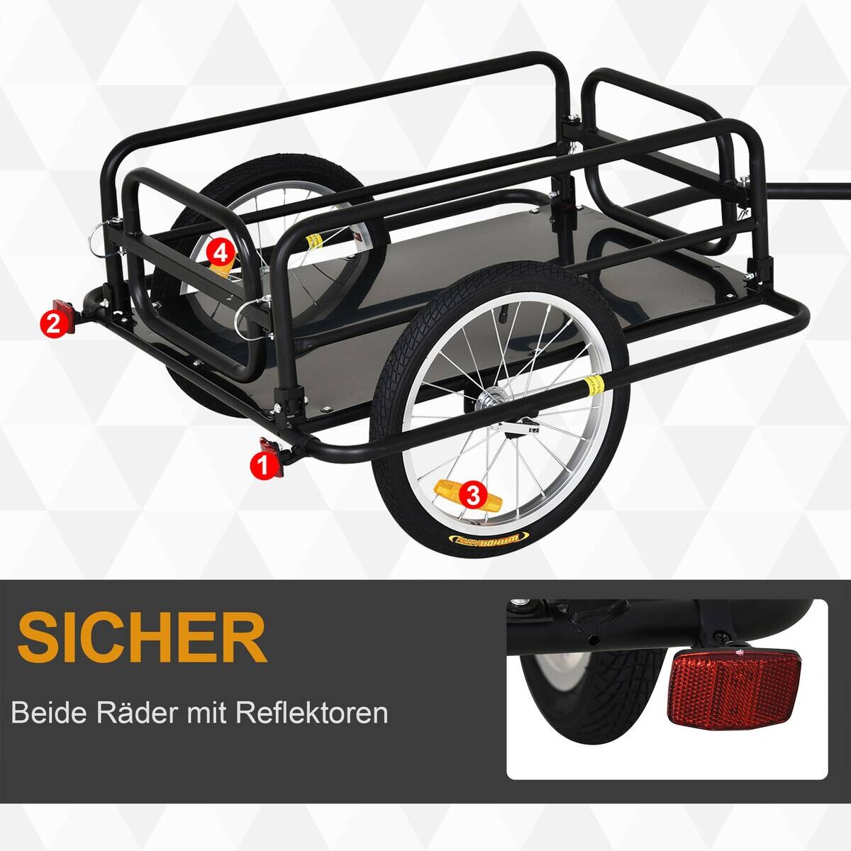 HOMCOM Fahrradanhänger schwarz schwarz B/H/L: ca. 715x139x49 cm