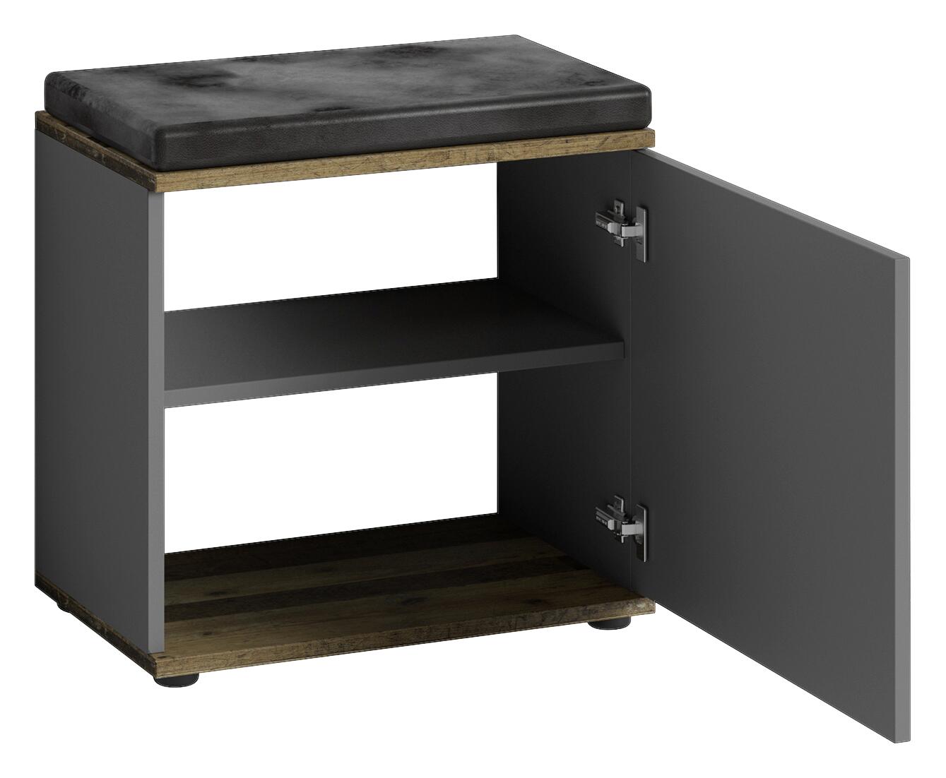 Sitzbank JAKOB schwarz anthrazit Eiche Old Wood Nachbildung B/H/T: ca. 48,5x49x30 cm