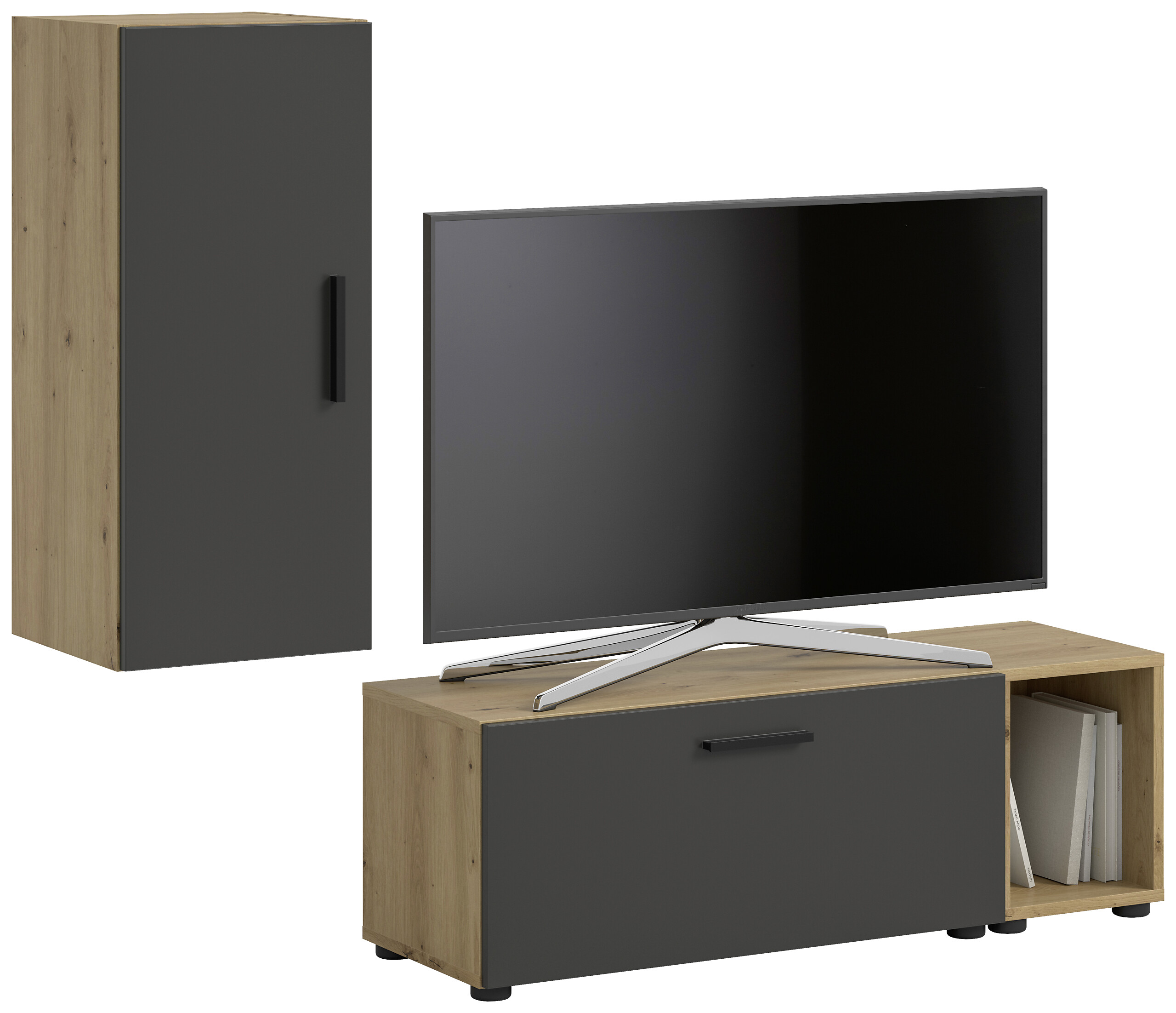 Wohnwand-Set TheOne Eiche Artisan Nachbildung anthrazit B/H/T: ca. 75x32x34 cm Wohnwand-Set TheOne Eiche Artisan Nachbildung anthrazit B/H/T: ca. 75x32x34 cm