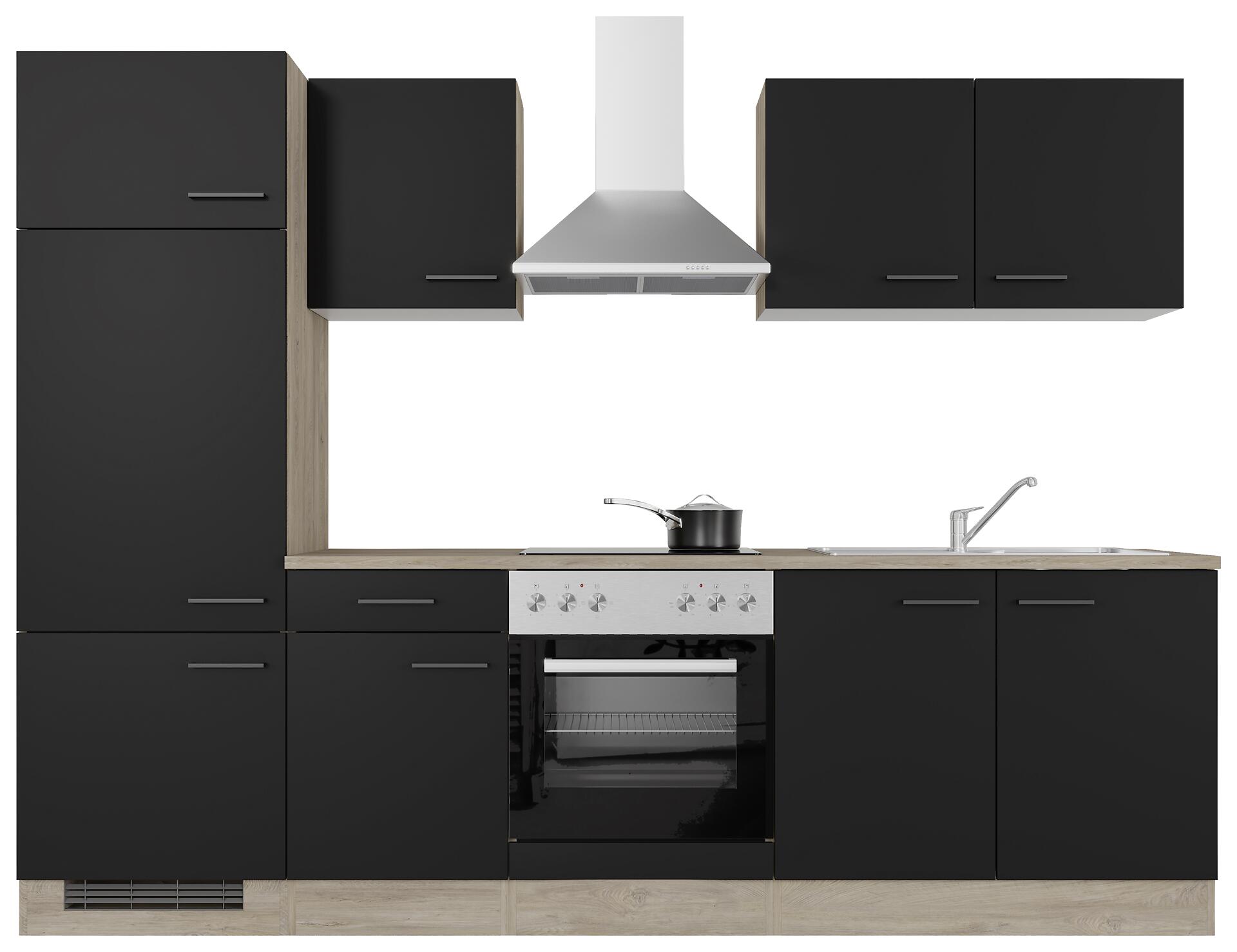 Küchenblock Capri schwarz matt B/H/T: ca. 270x200x60 cm