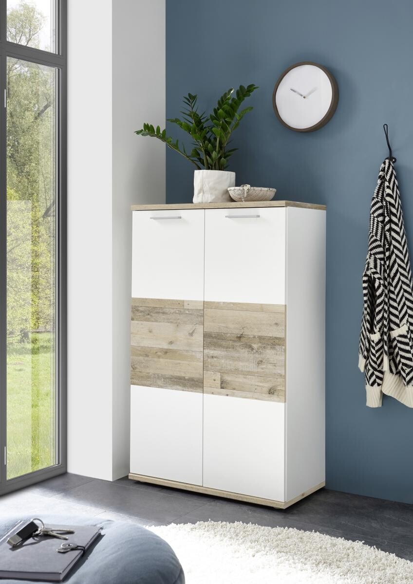 Kommode Hugo weiß Old Wood hell Nachbildung B/H/T: ca. 77x122x38 cm